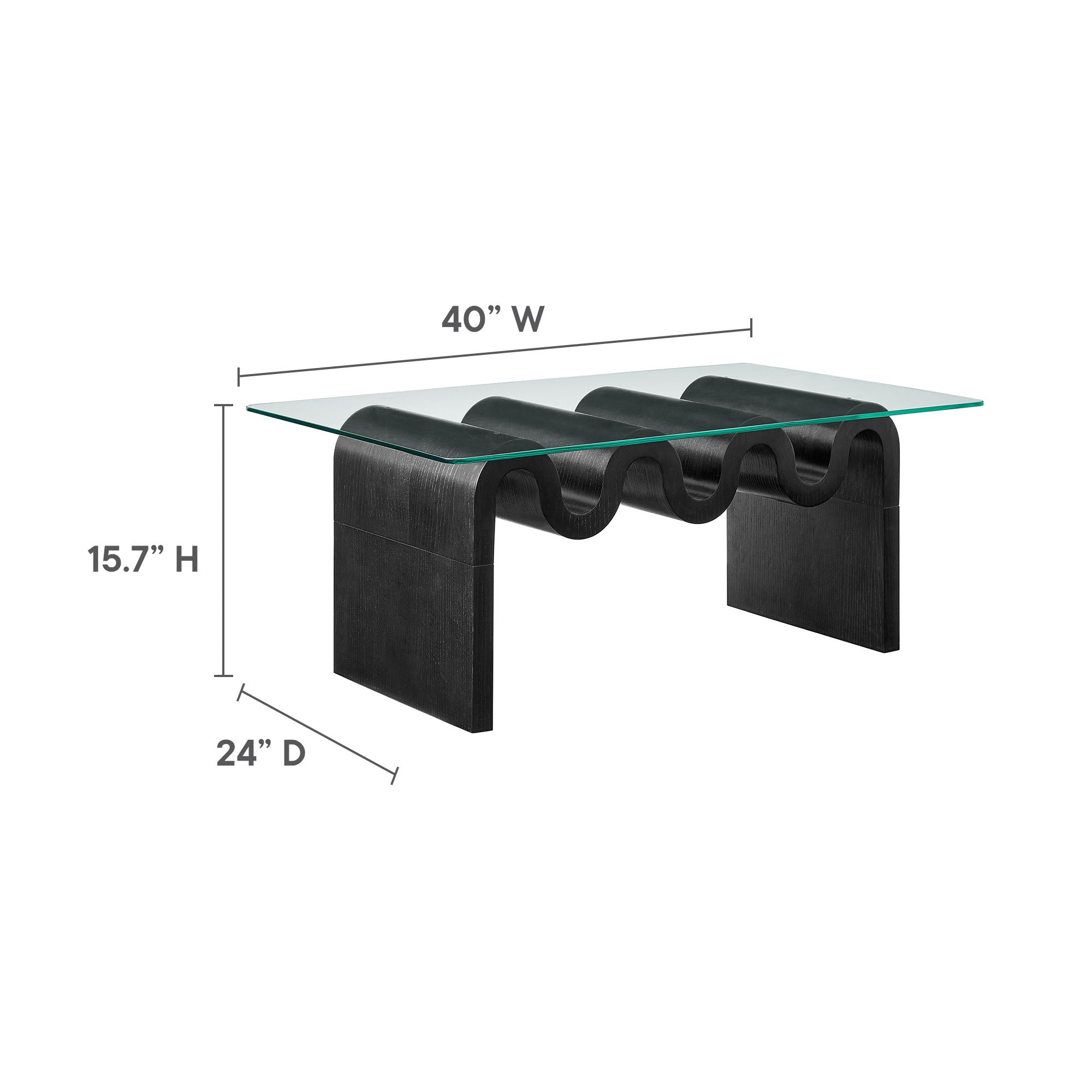 Ondine Glass Top Coffee Table, Black