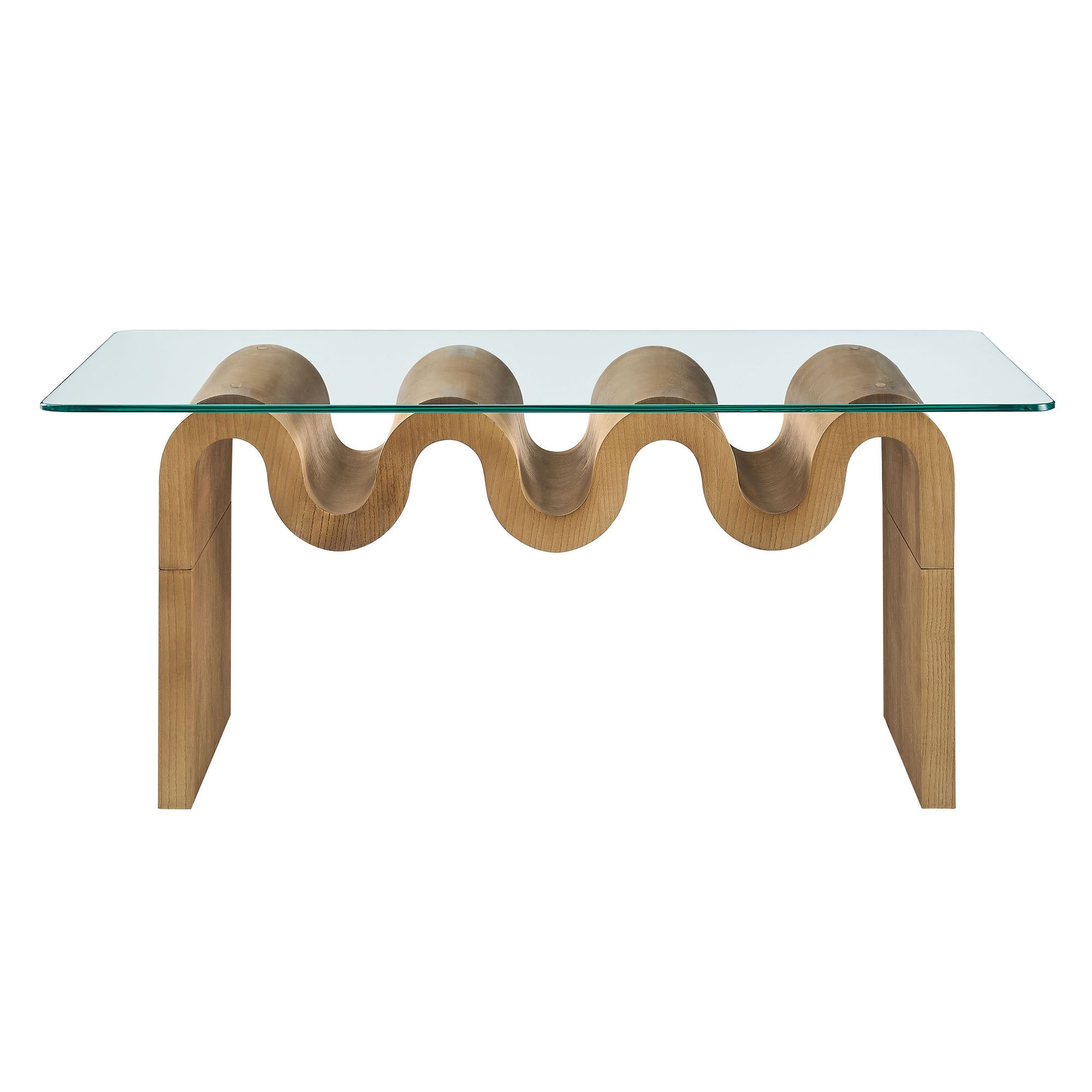 Ondine Glass Top Coffee Table, Natural