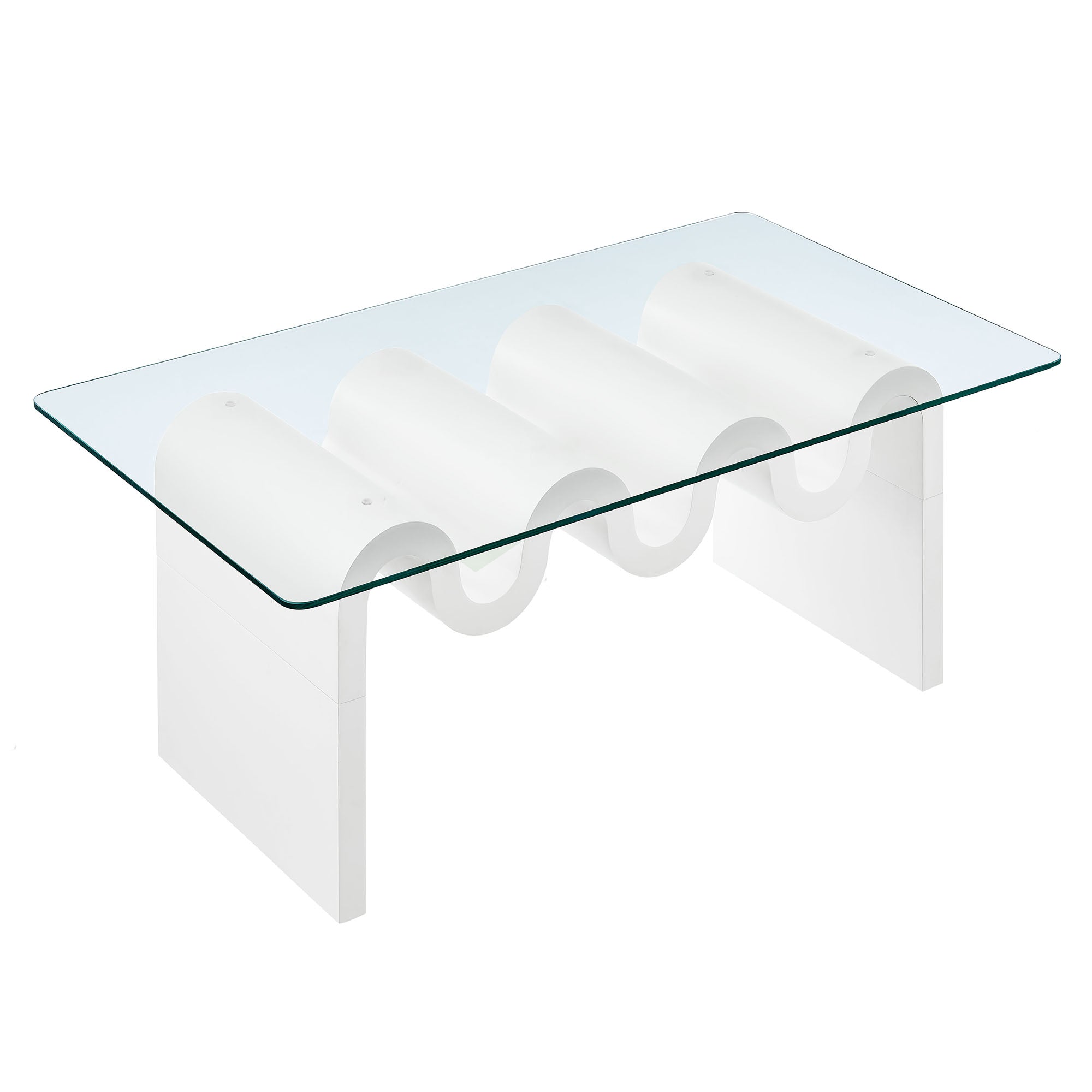 Ondine Glass Top Coffee Table, White