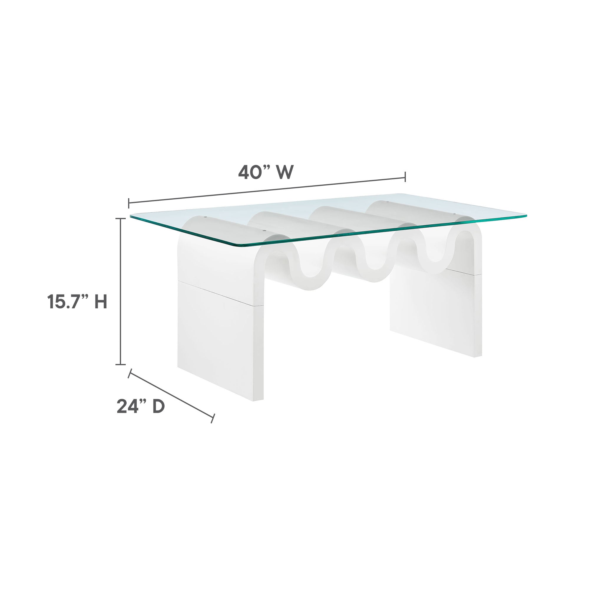 Ondine Glass Top Coffee Table, White