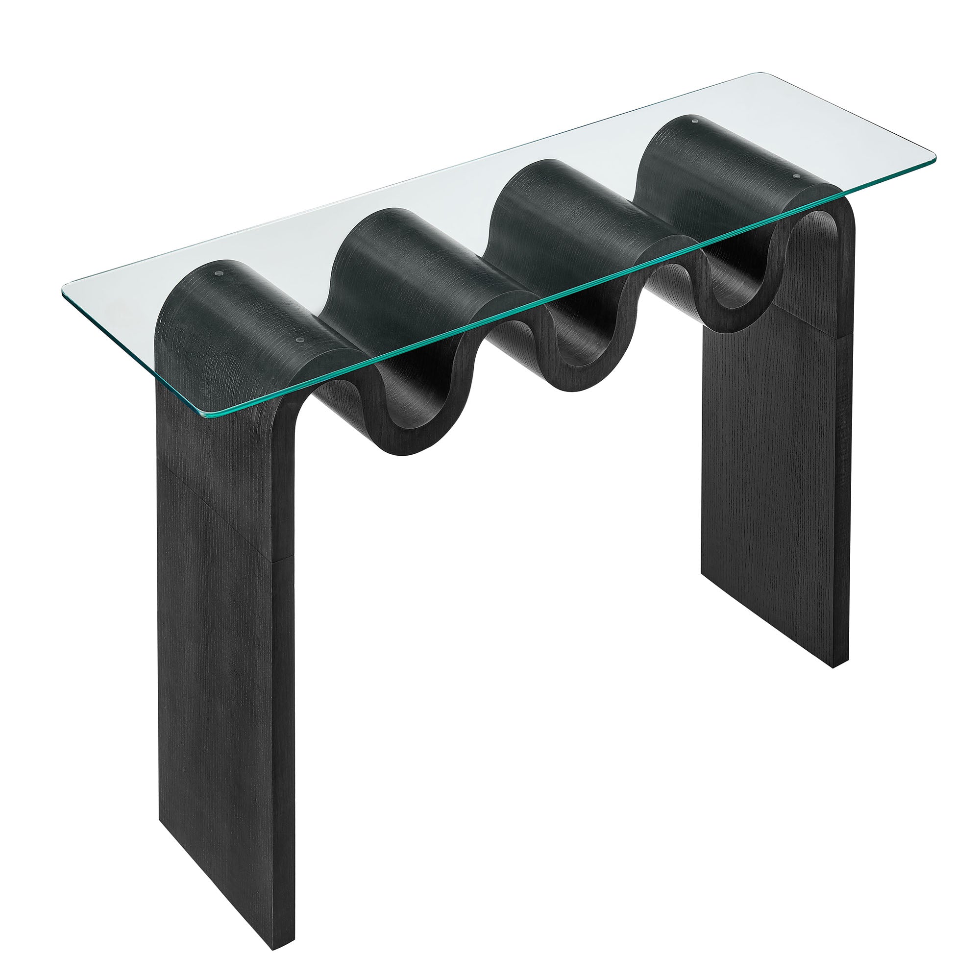 Ondine Glass Top 50" Console Table, Black
