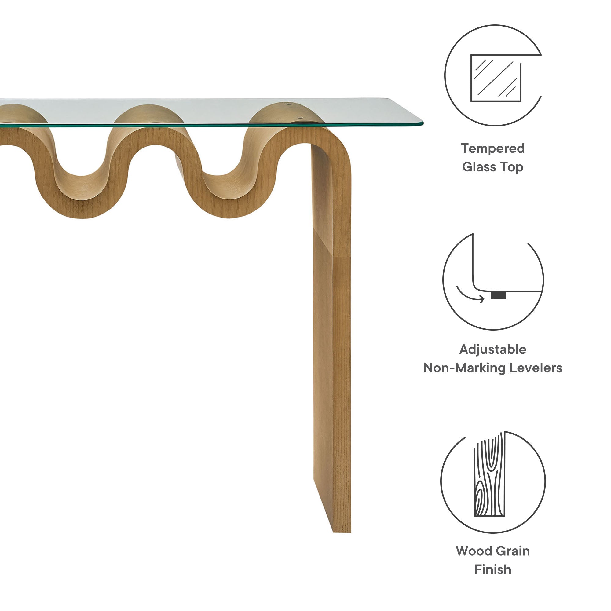 Ondine Glass Top 50" Console Table, Natural