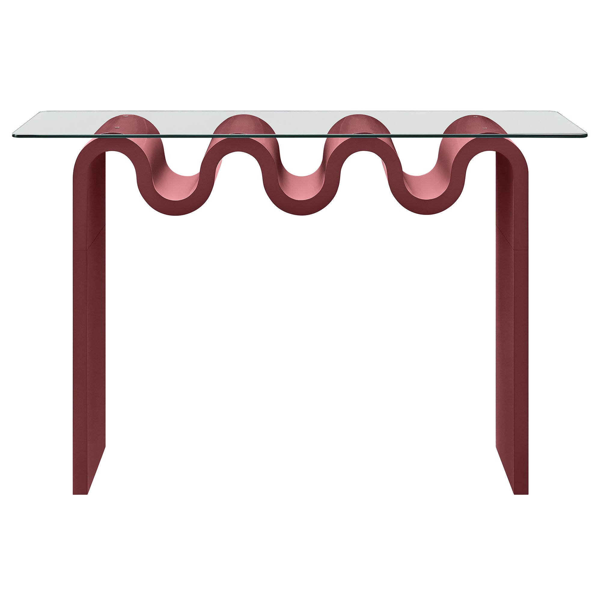 Ondine Glass Top 50" Console Table, Spiced Apple