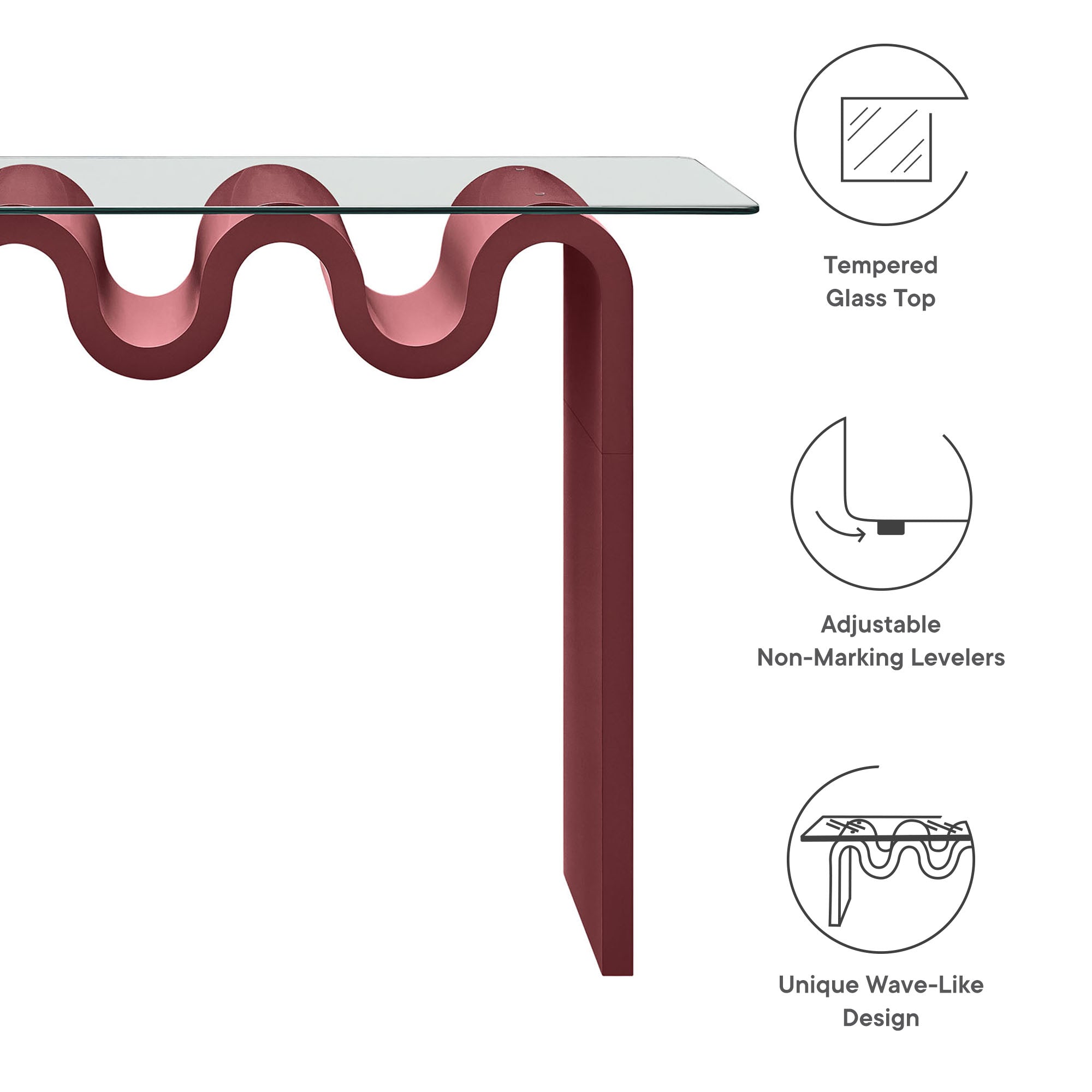 Ondine Glass Top 50" Console Table, Spiced Apple