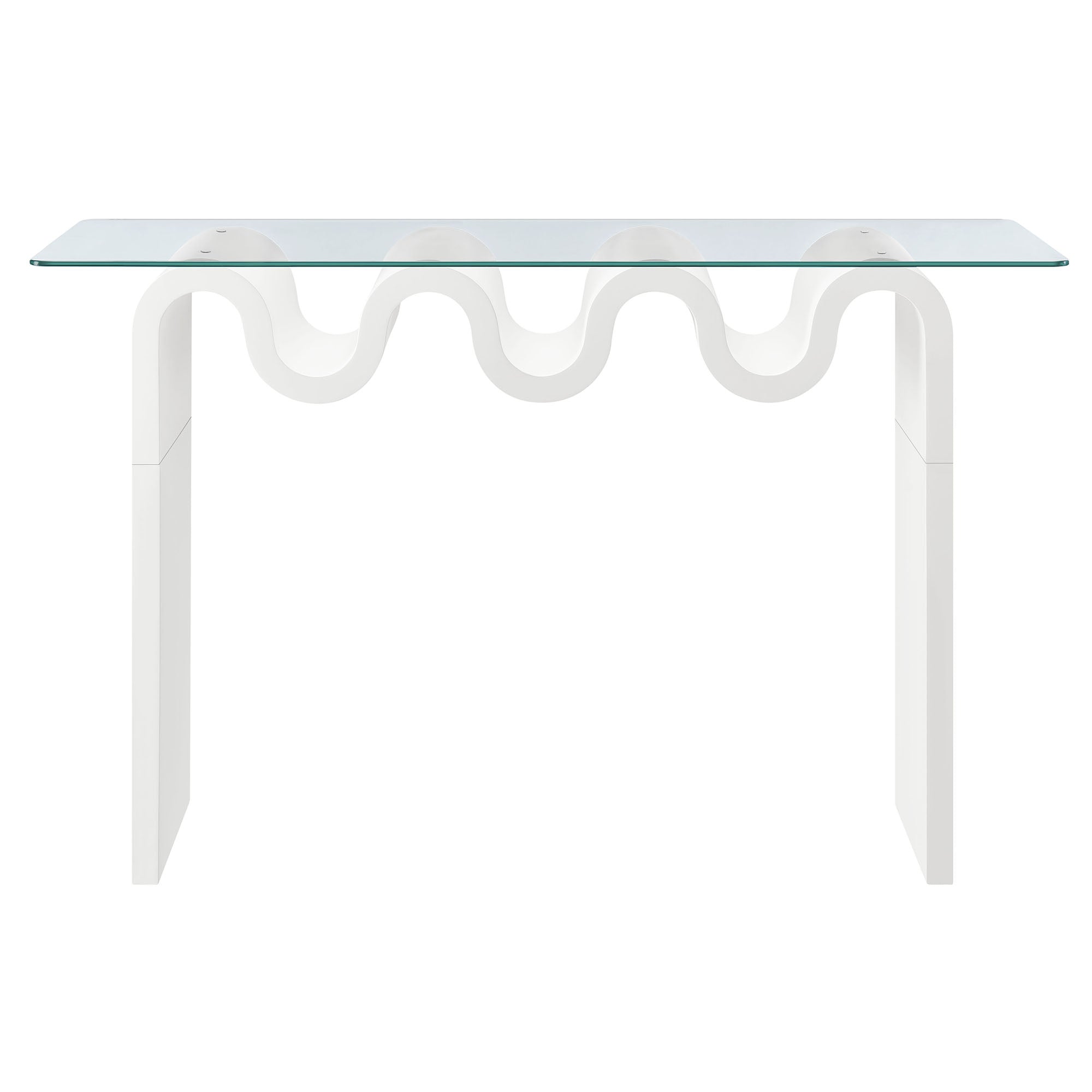 Ondine Glass Top 50" Console Table, White