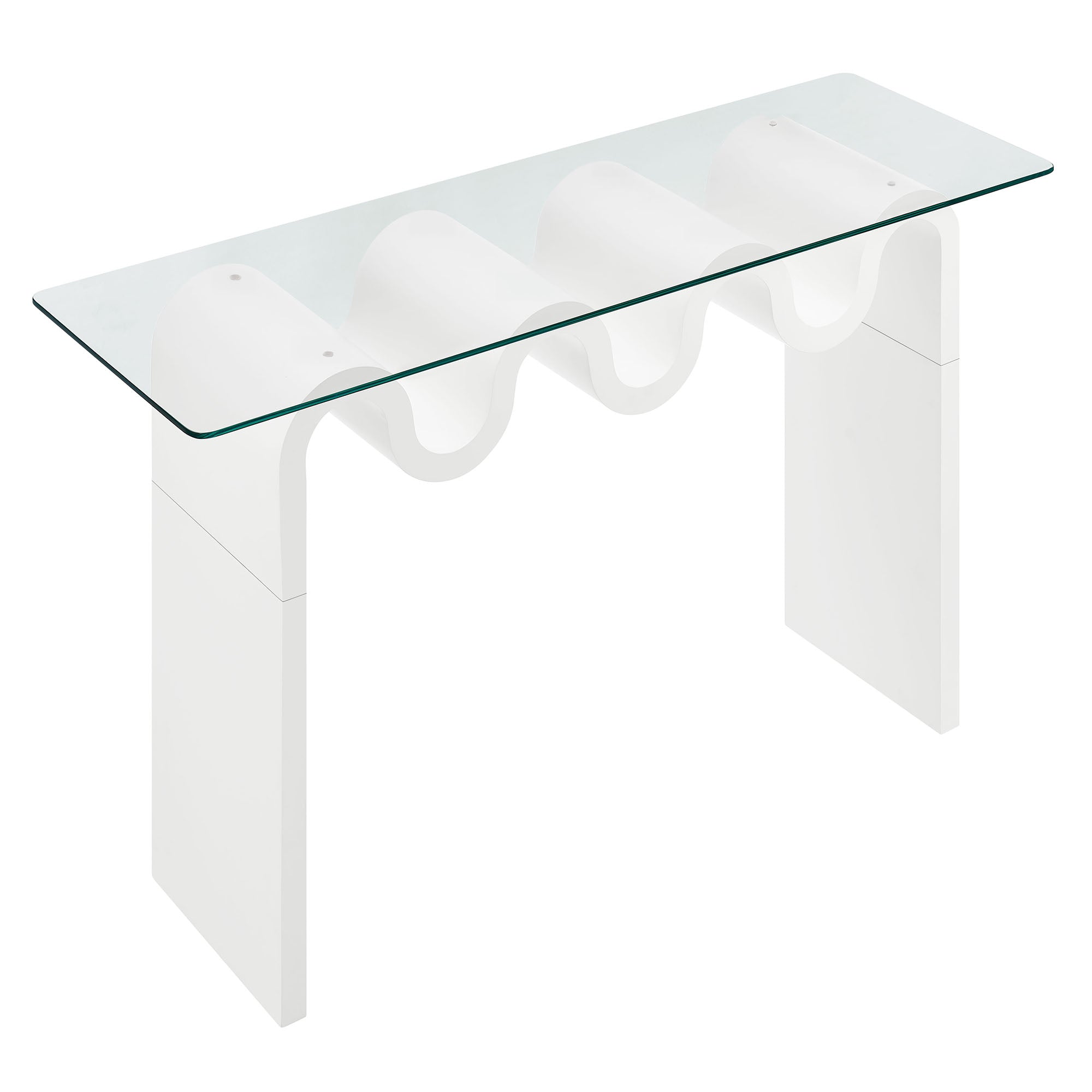 Ondine Glass Top 50" Console Table, White