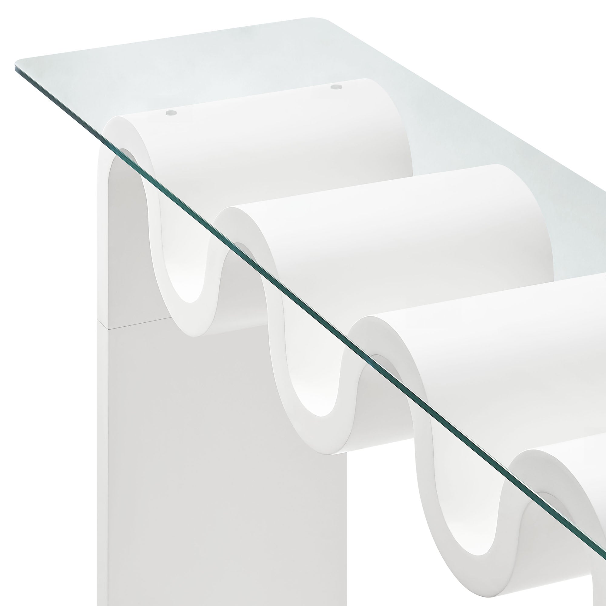 Ondine Glass Top 50" Console Table, White