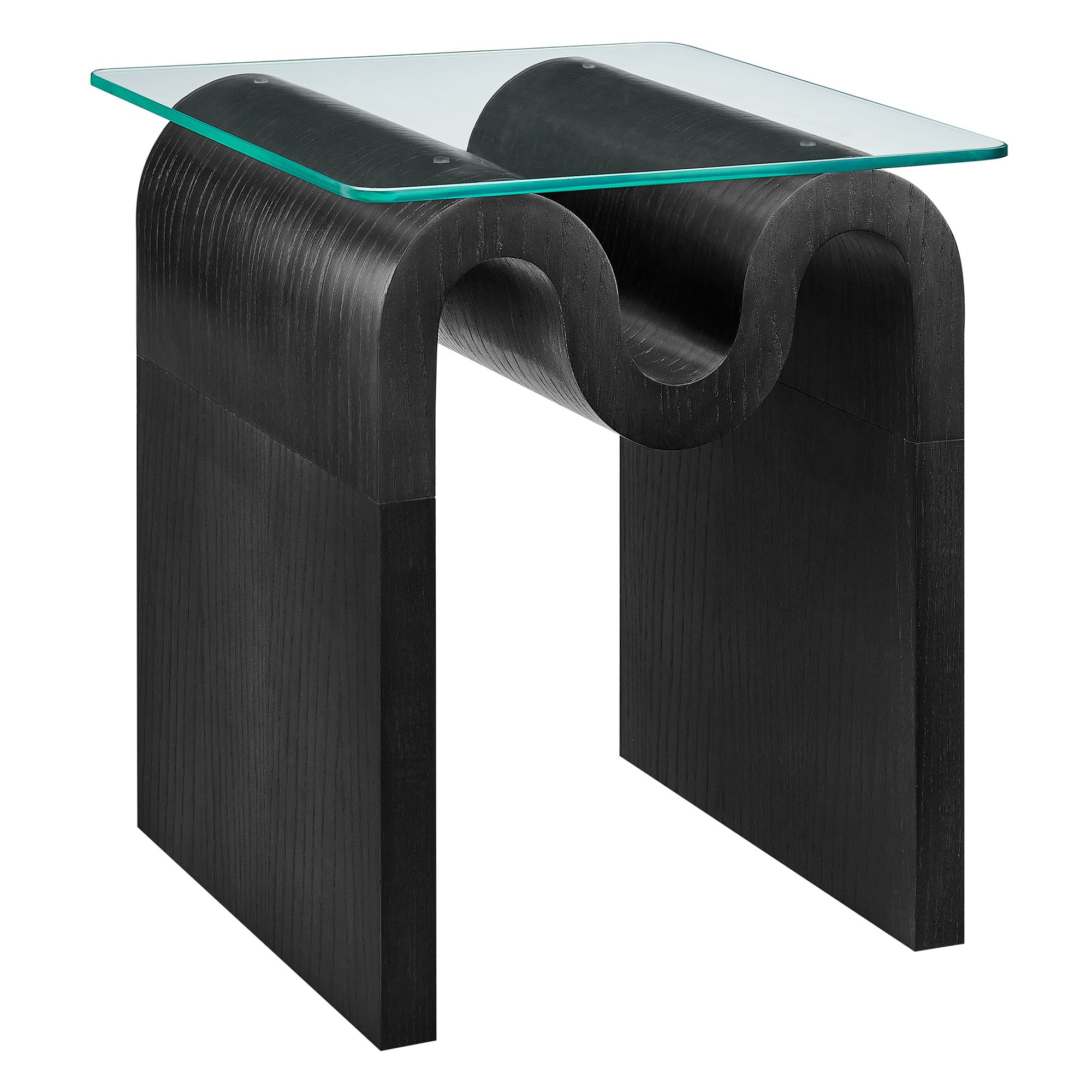 Ondine Glass Top Side Table, Black