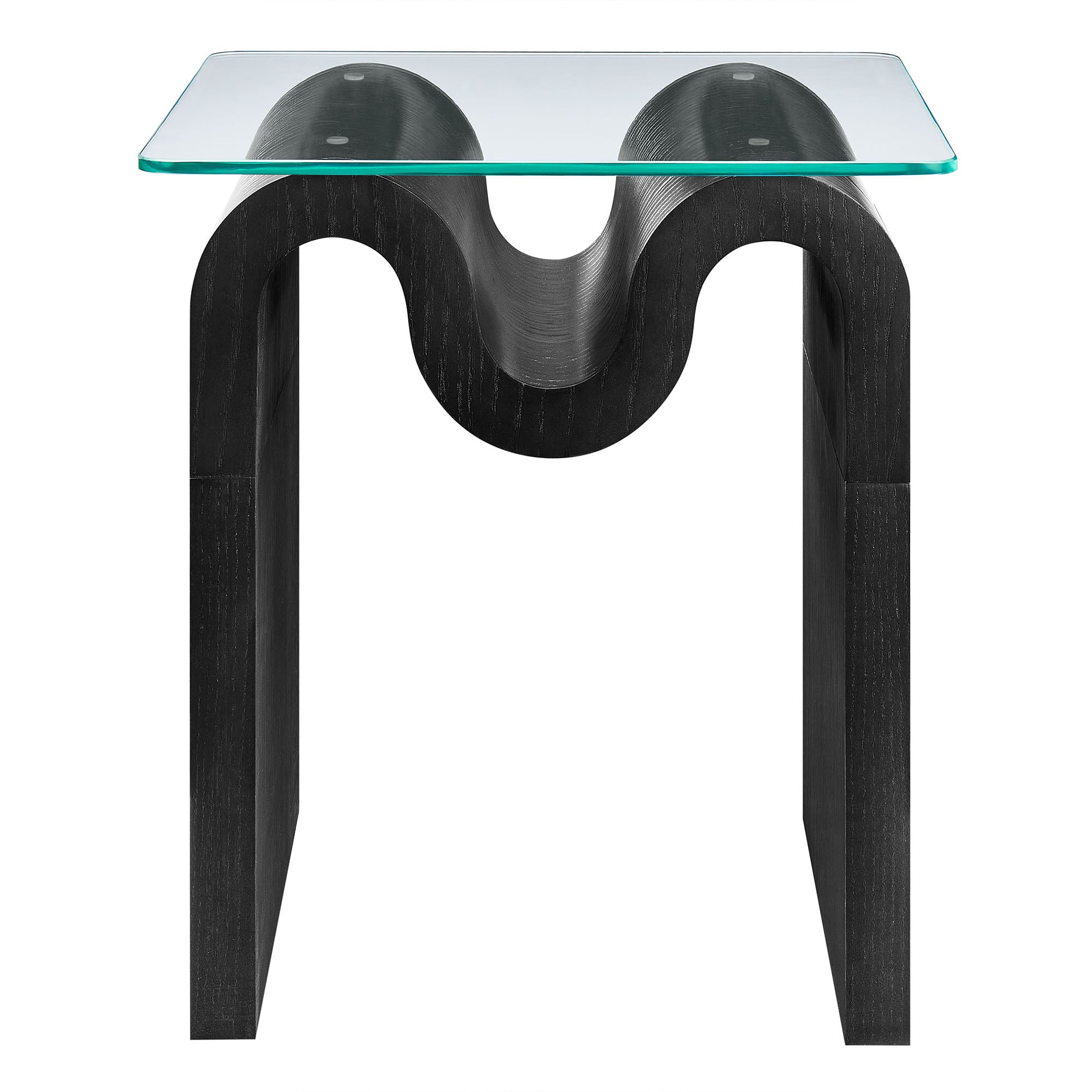 Ondine Glass Top Side Table, Black