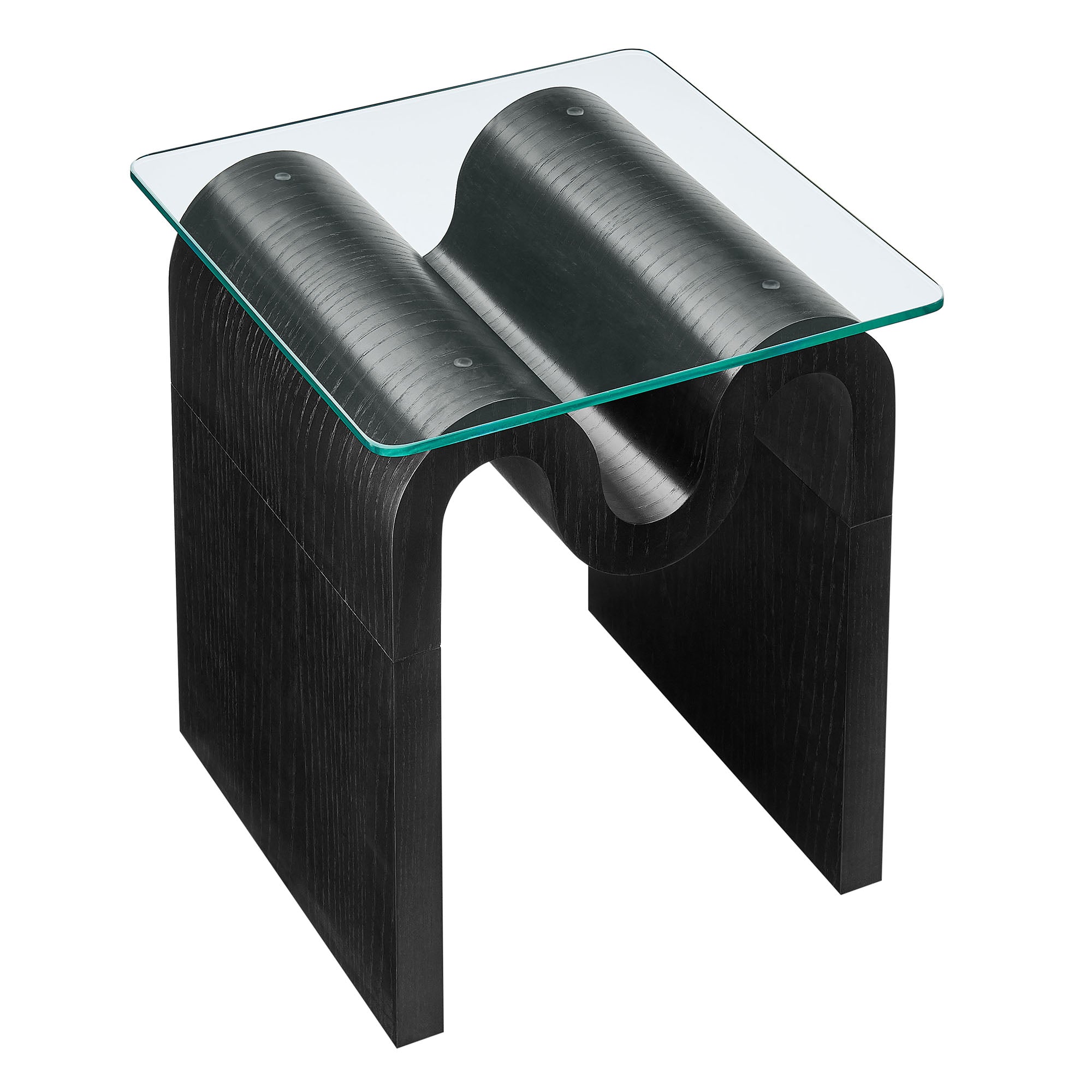 Ondine Glass Top Side Table, Black