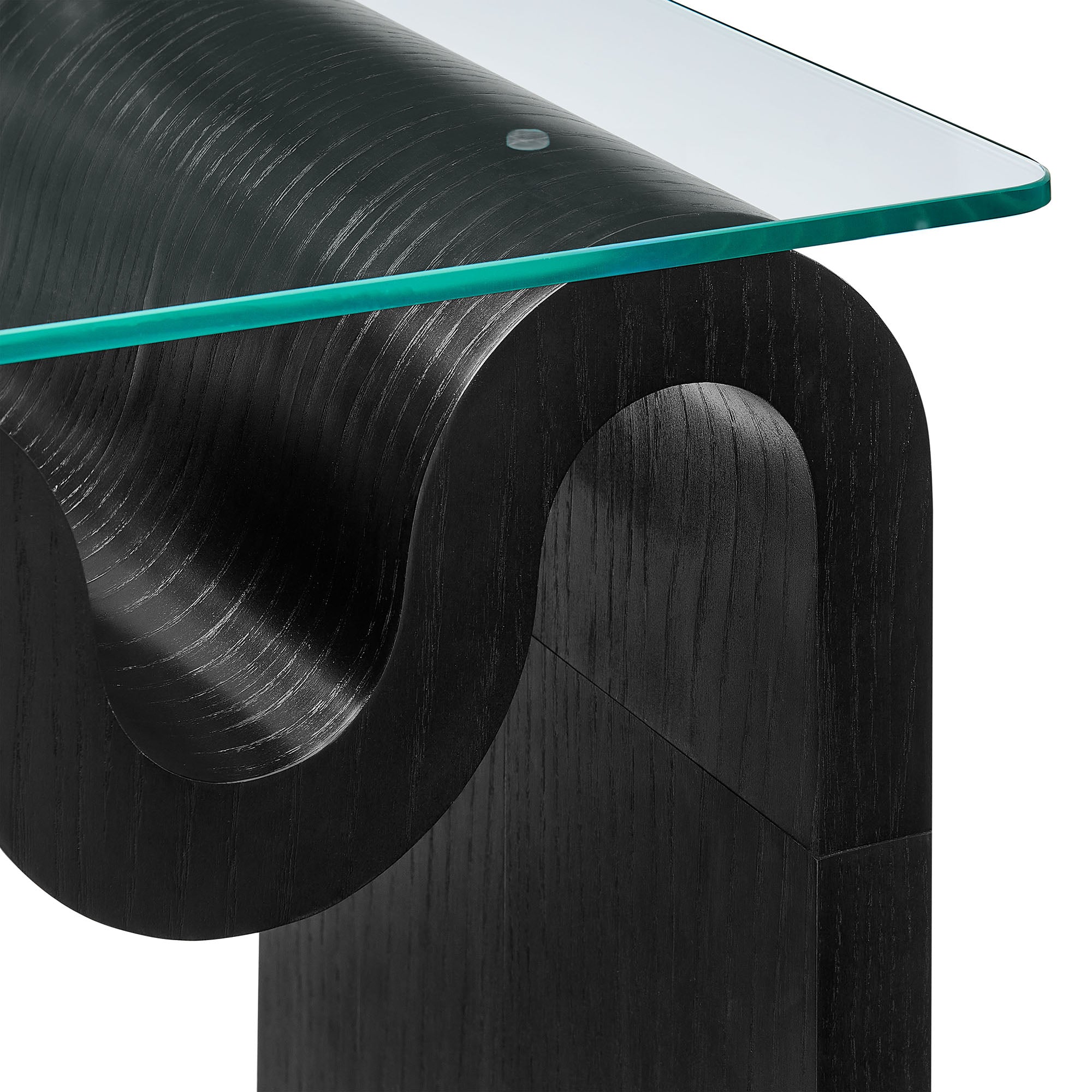 Ondine Glass Top Side Table, Black
