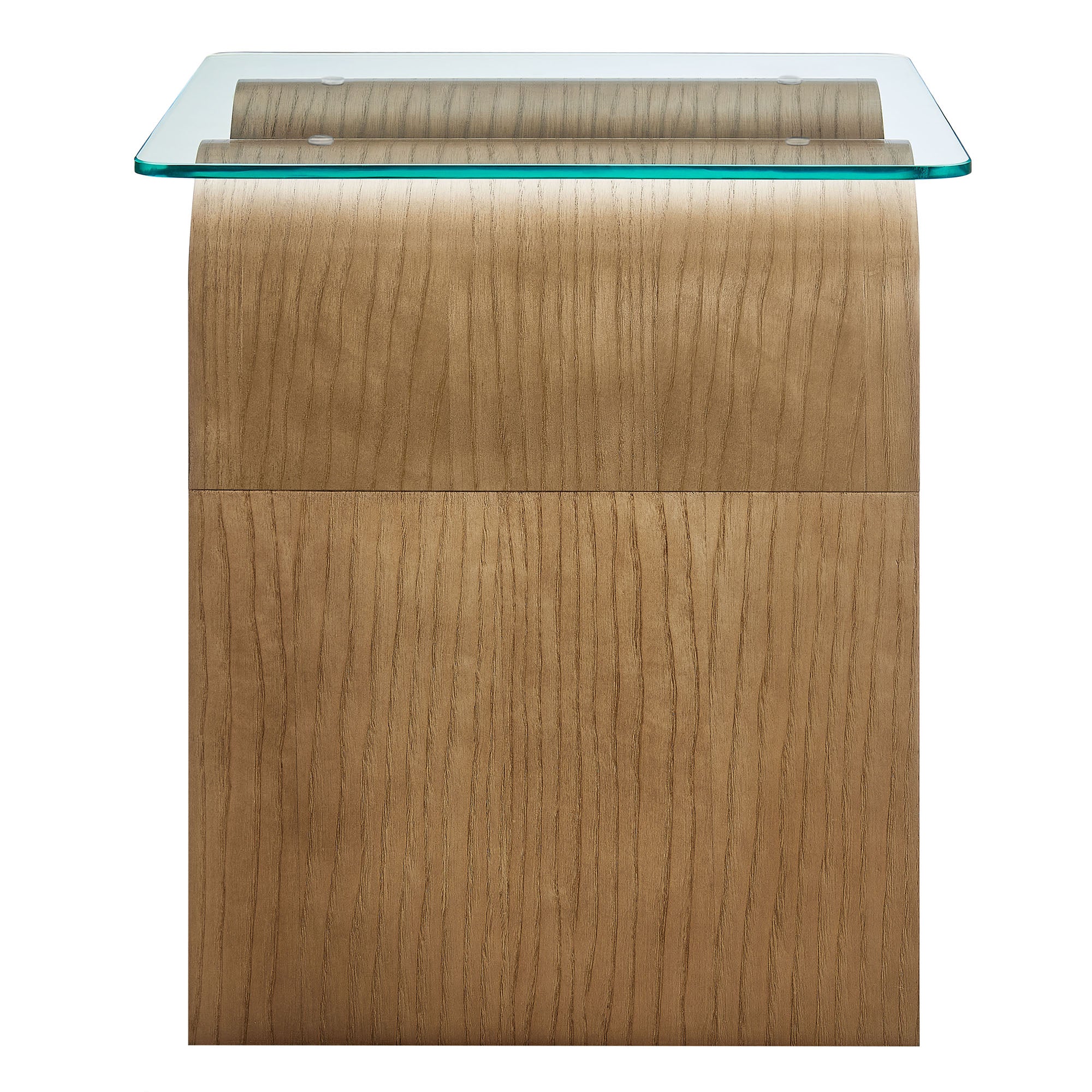Ondine Glass Top Side Table, Natural