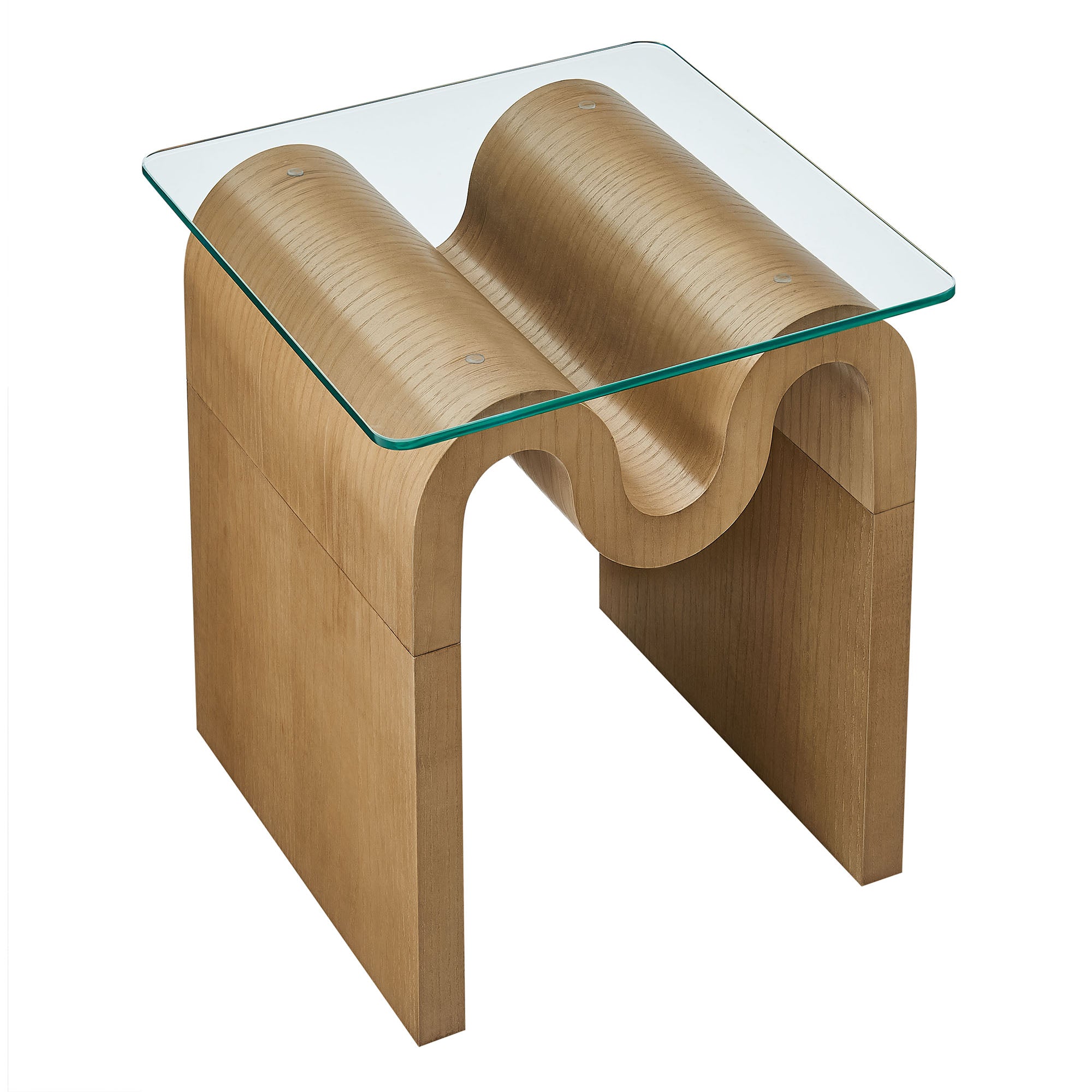 Ondine Glass Top Side Table, Natural