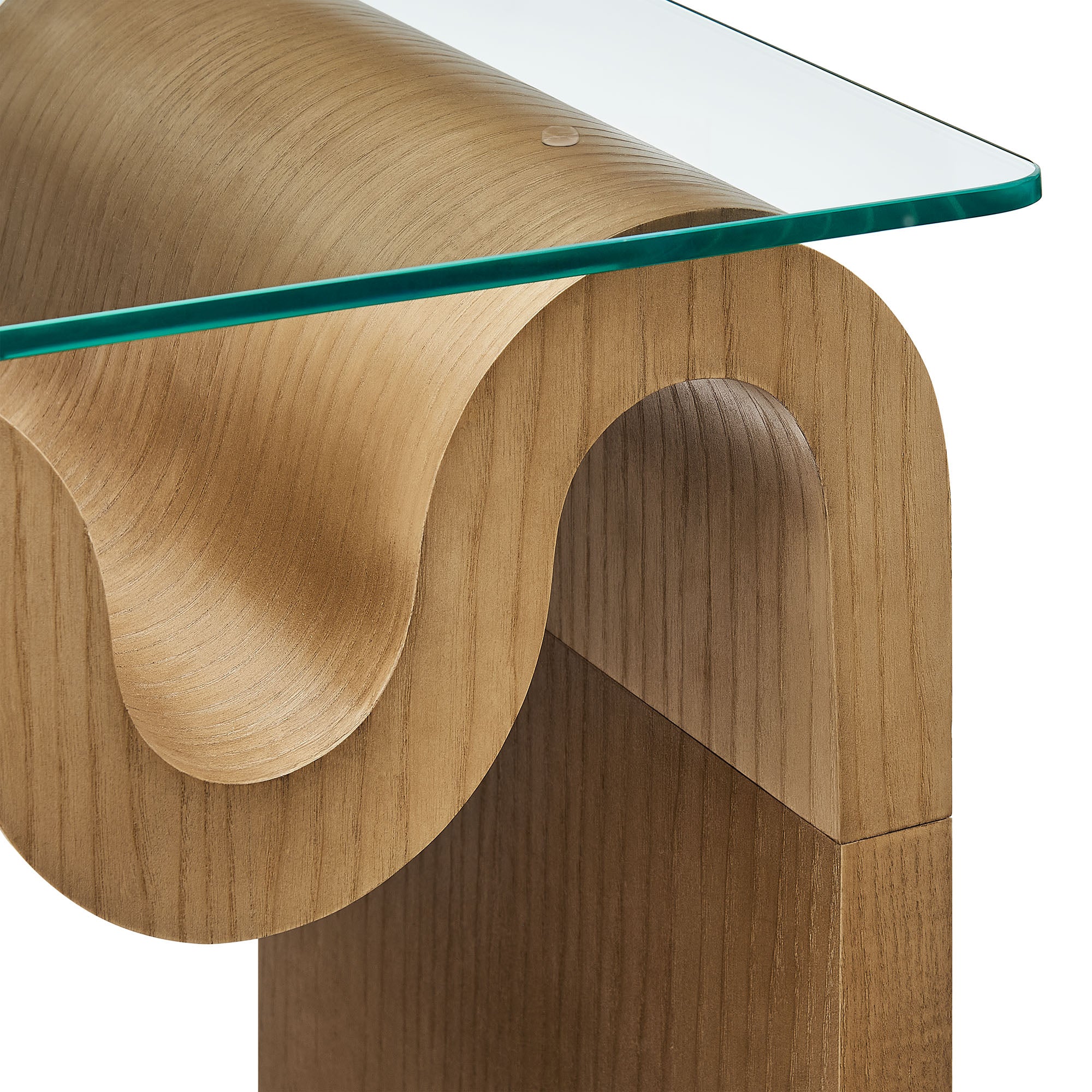 Ondine Glass Top Side Table, Natural