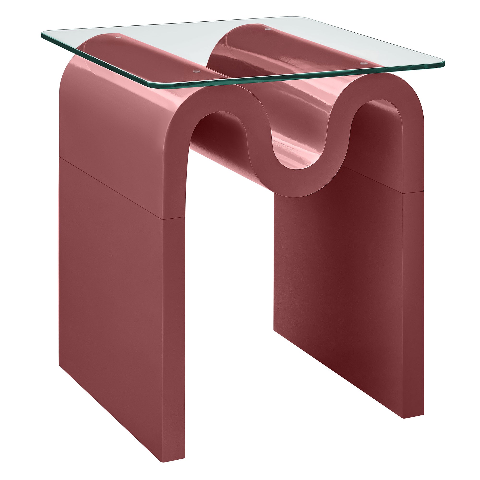 Ondine Glass Top Side Table, Spiced Apple