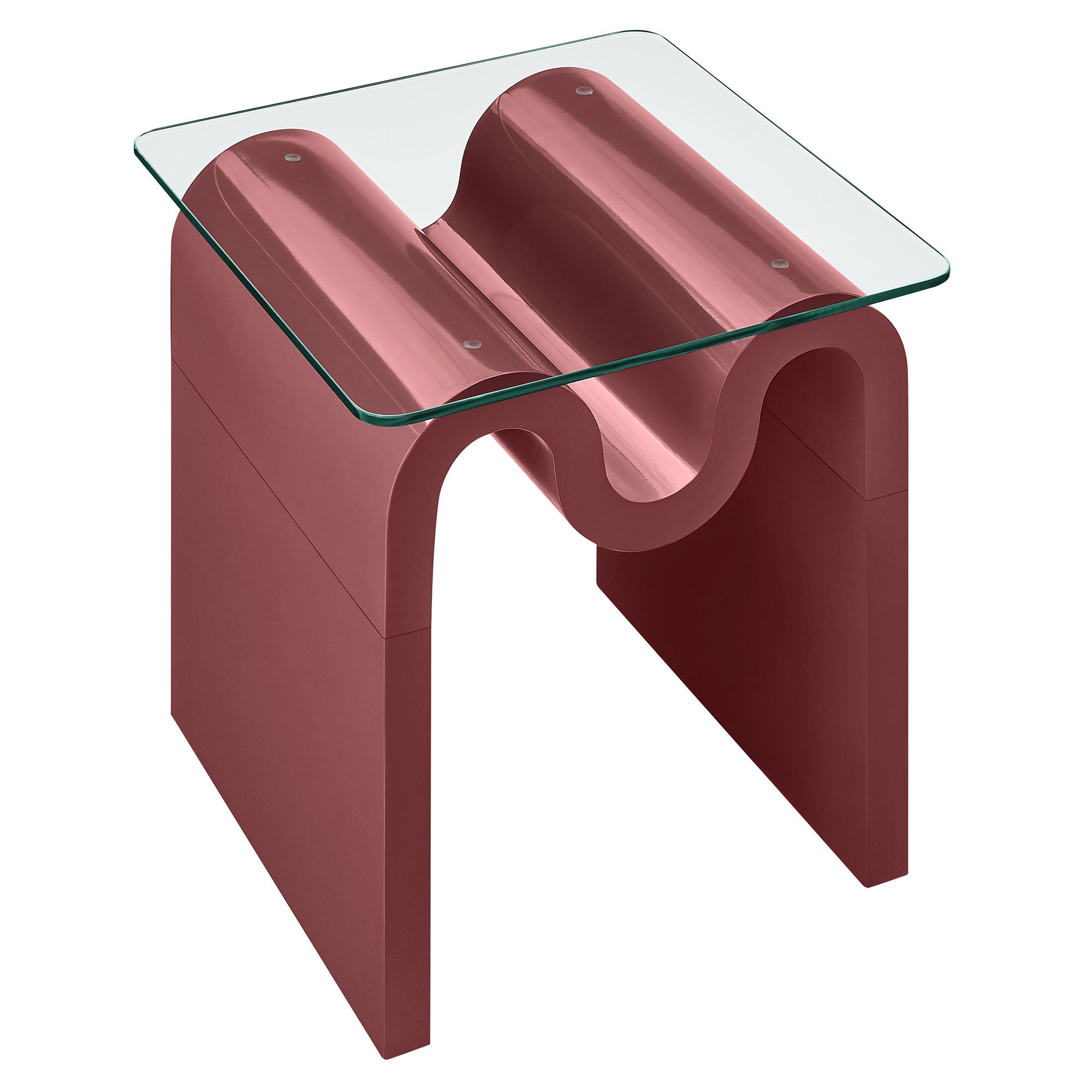 Ondine Glass Top Side Table, Spiced Apple