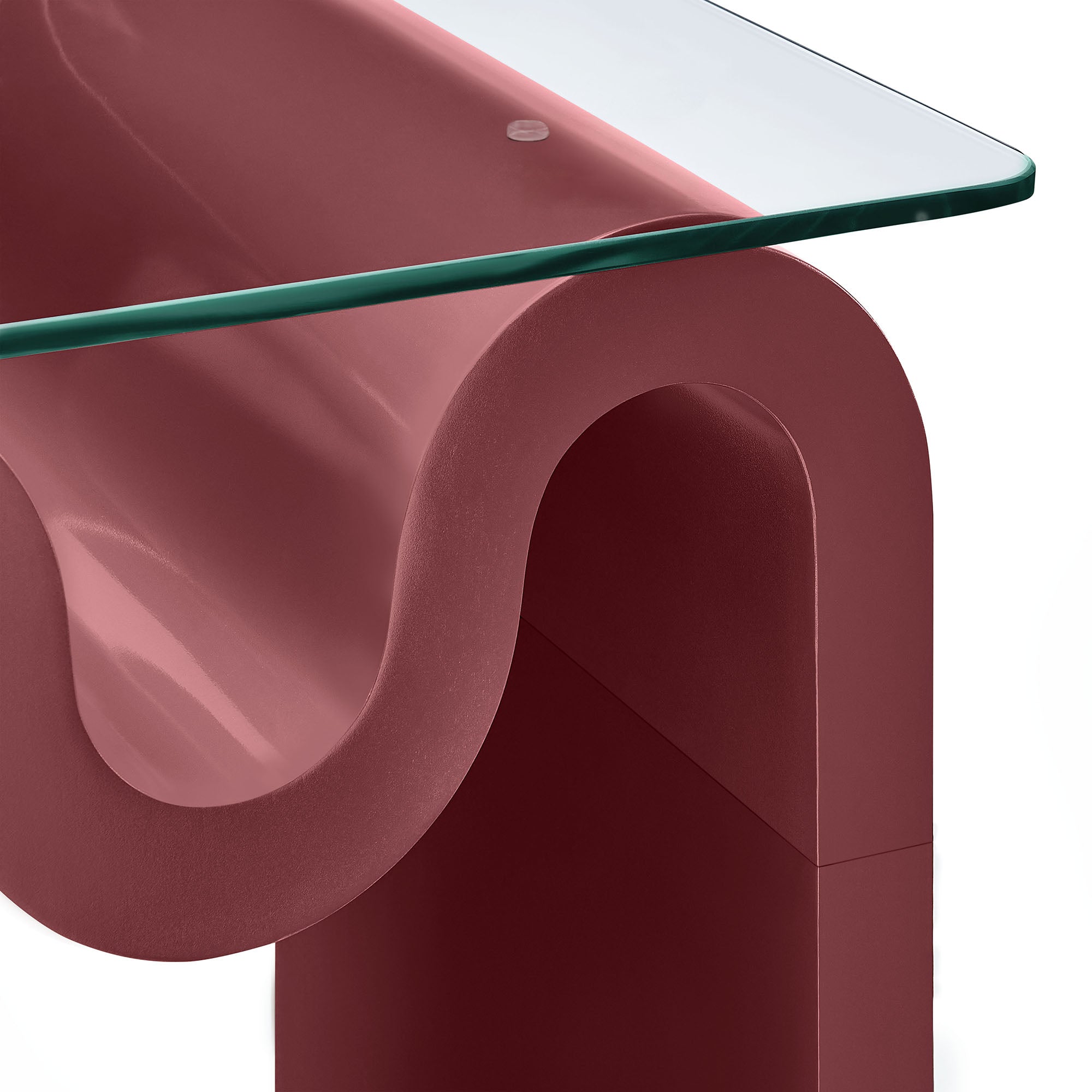 Ondine Glass Top Side Table, Spiced Apple