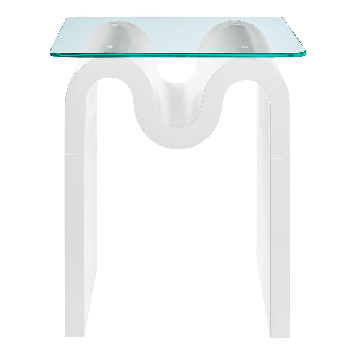Ondine Glass Top Side Table, White
