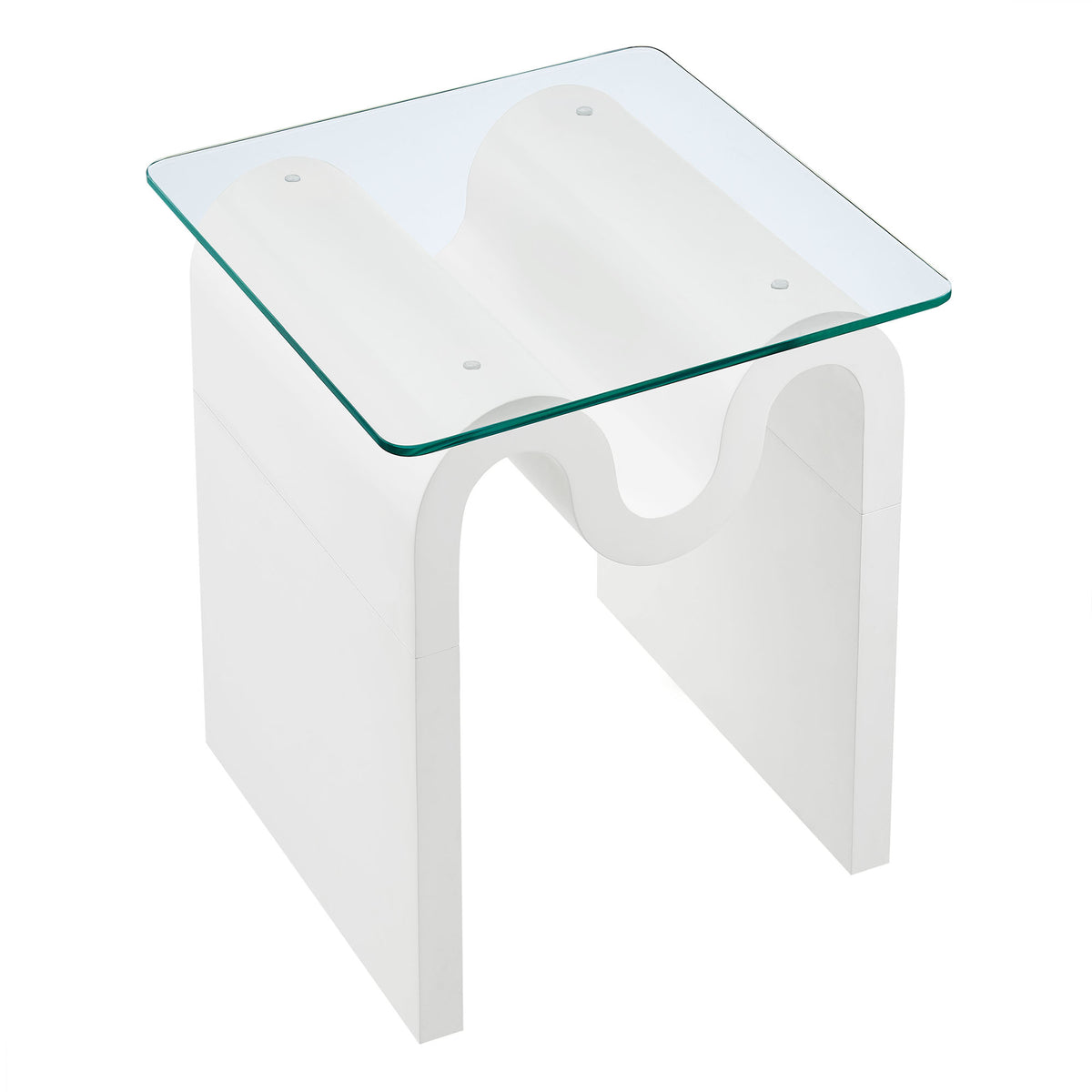 Ondine Glass Top Side Table, White
