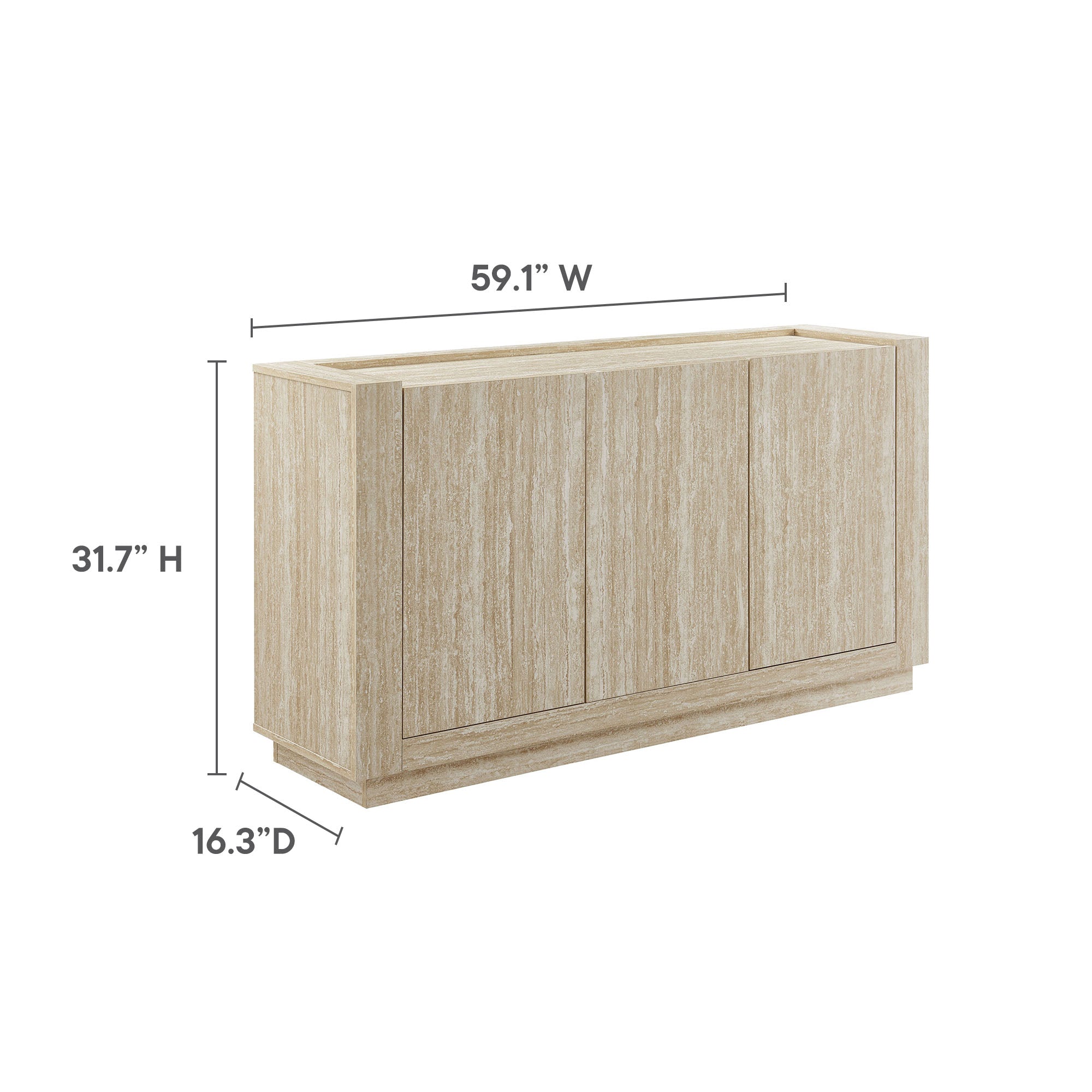 Hollis 59" Travertine Sideboard, Travertine
