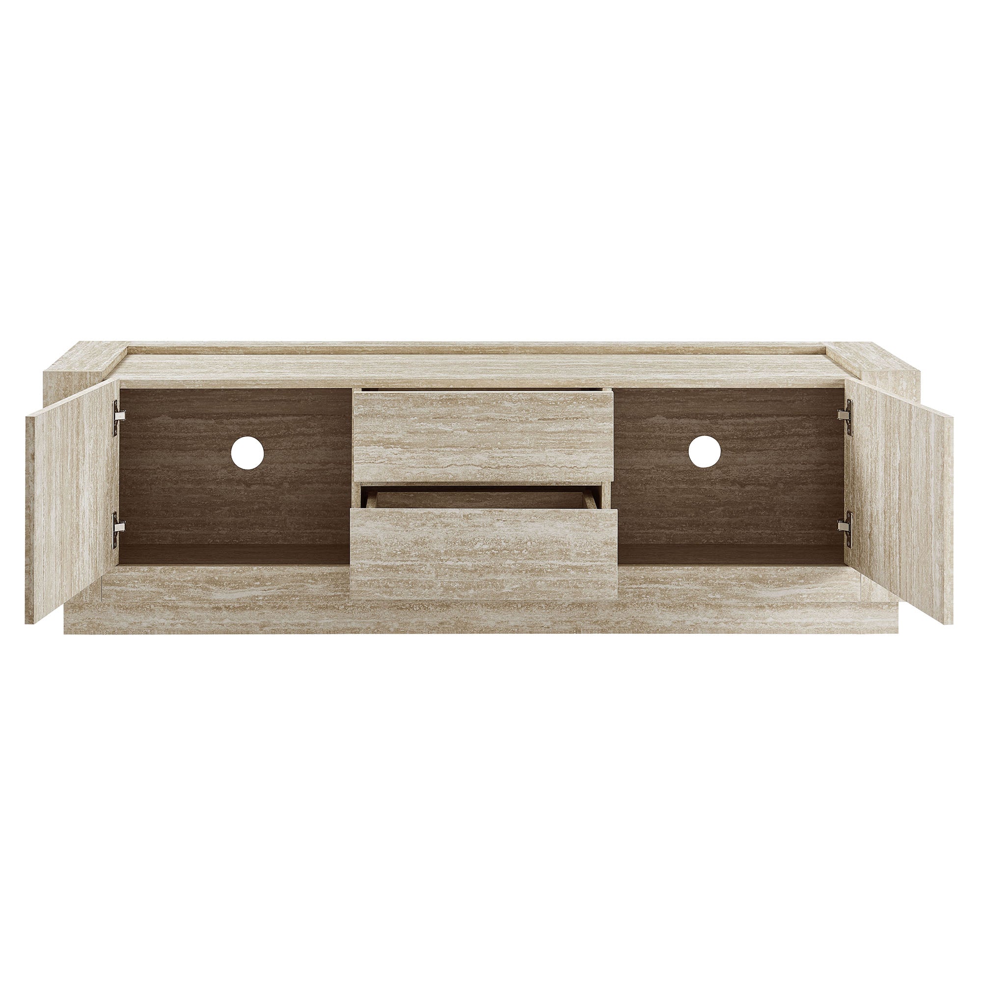 Hollis 59" Travertine TV Stand, Travertine