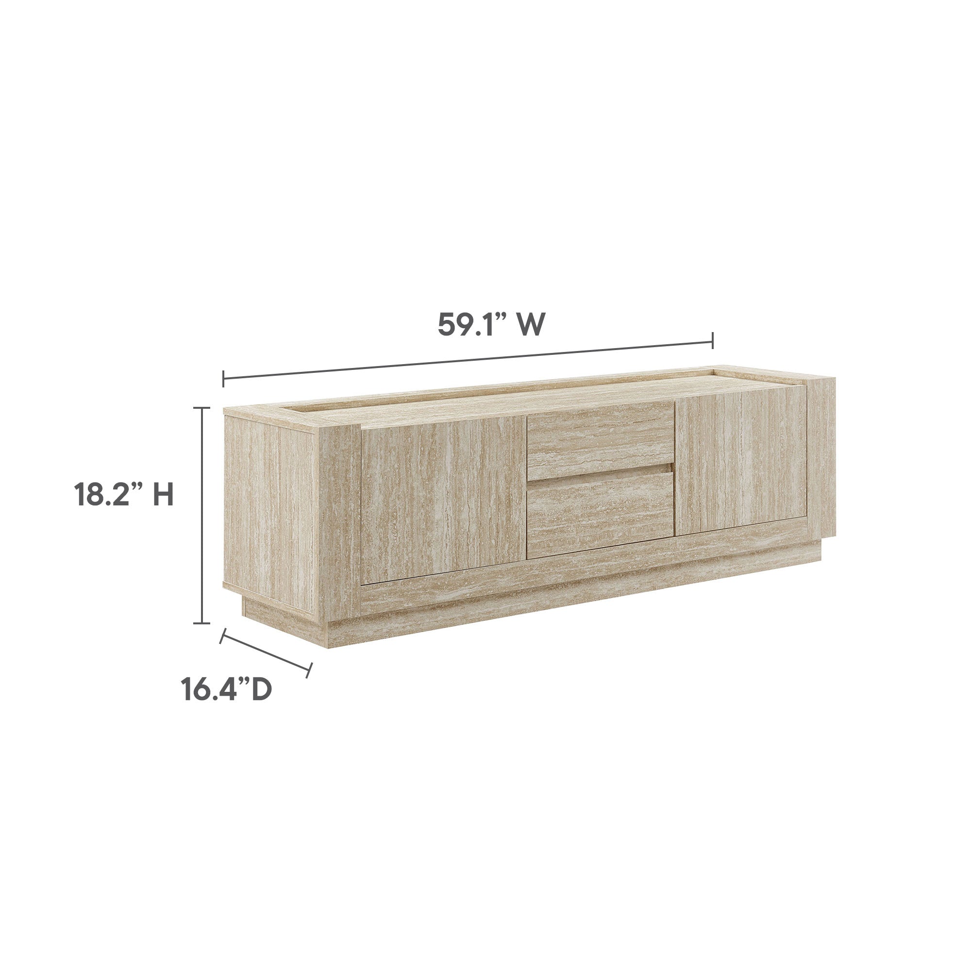 Hollis 59" Travertine TV Stand, Travertine