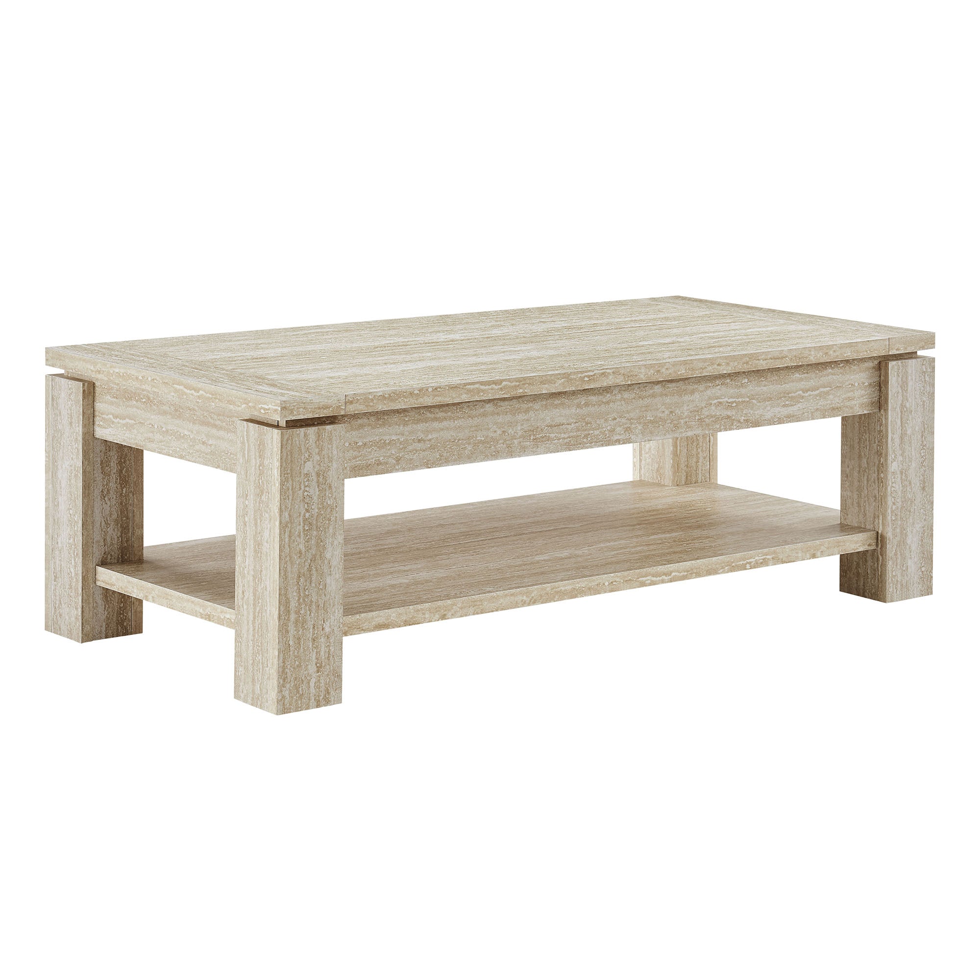 Hollis Travertine Coffee Table, Travertine