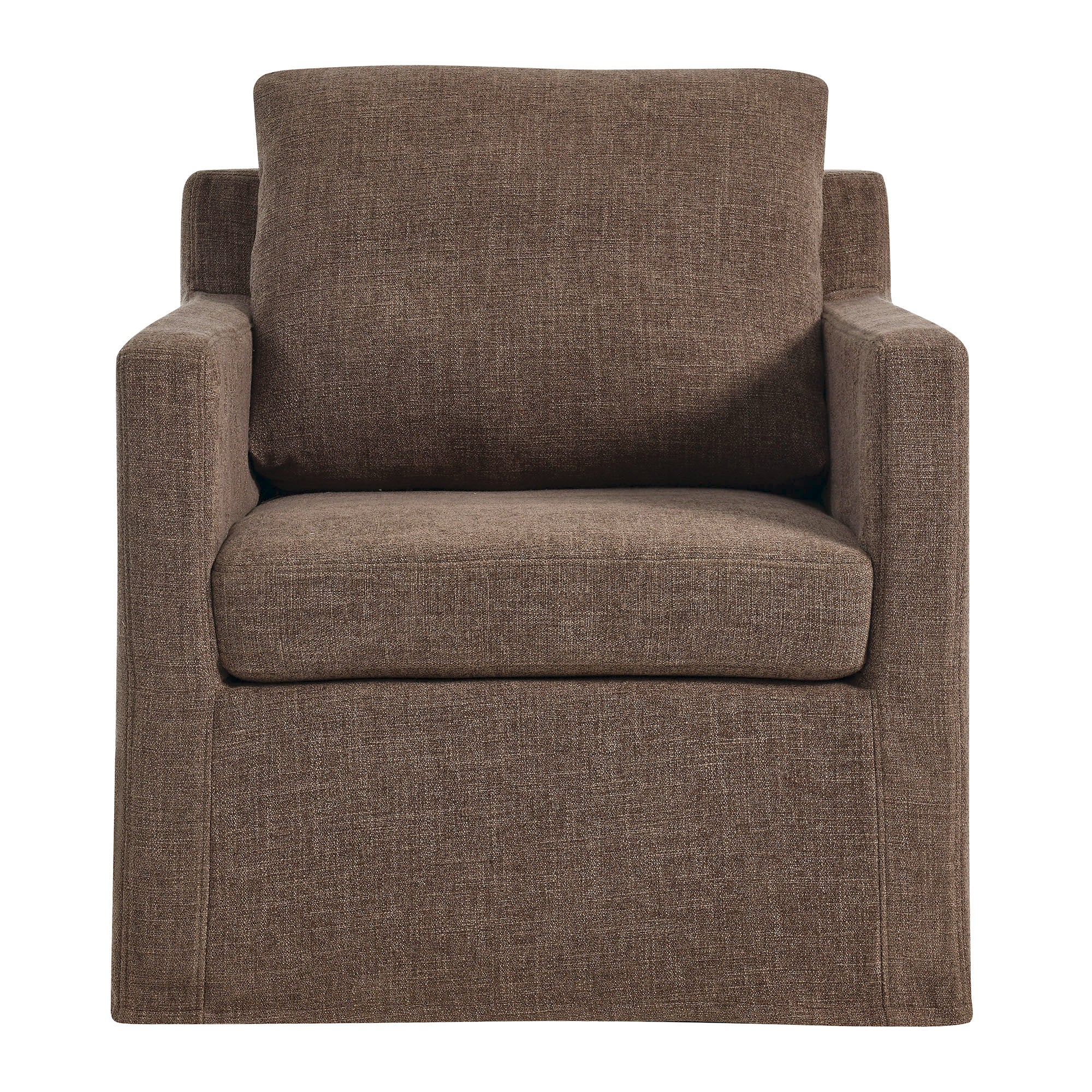 Serene Fabric Slipcovered Swivel Armchair, Mocha