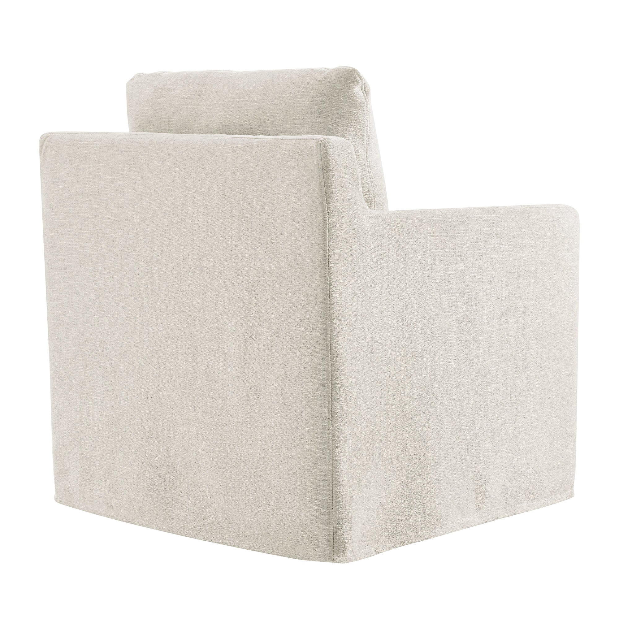 Serene Fabric Slipcovered Swivel Armchair, Salt