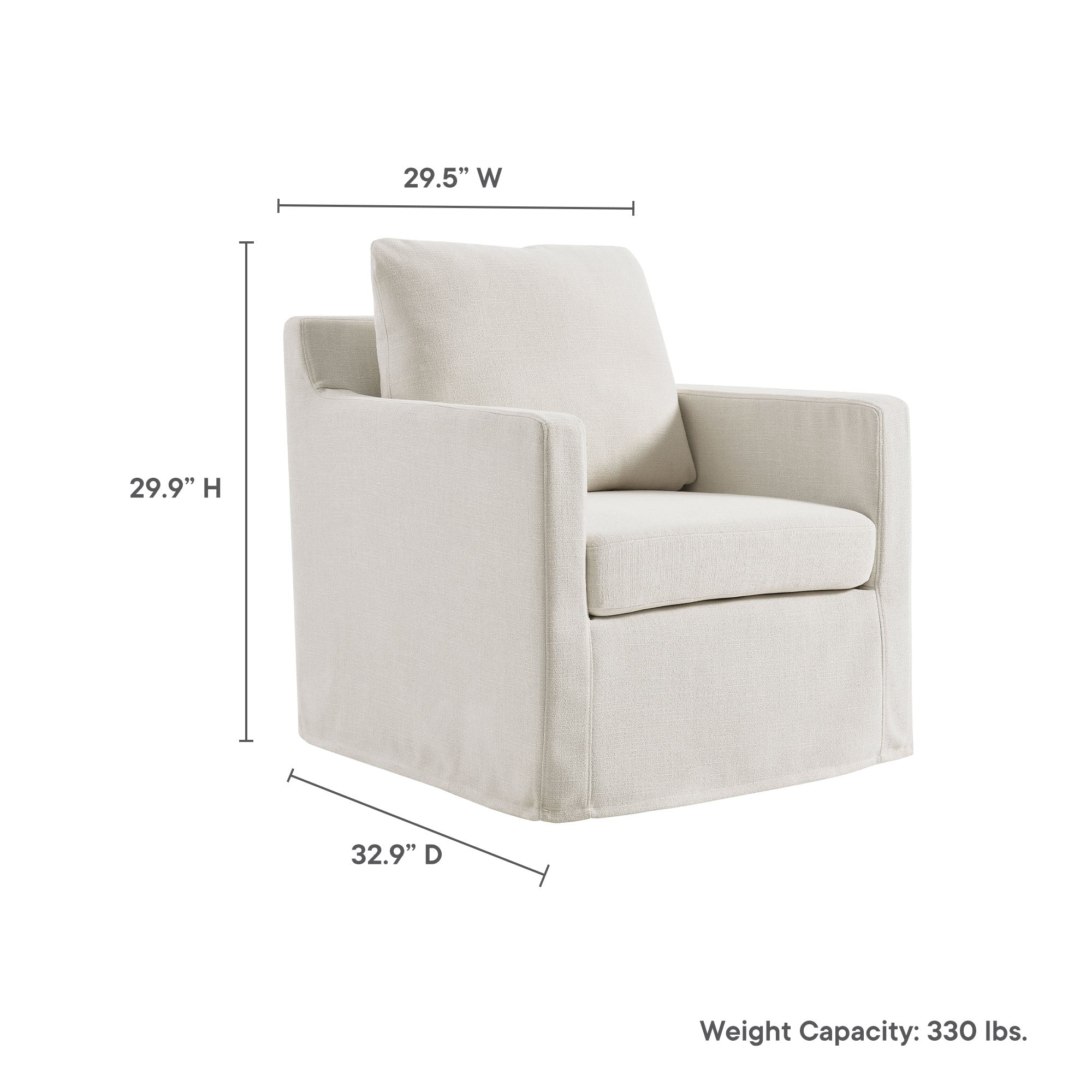 Serene Fabric Slipcovered Swivel Armchair, Salt
