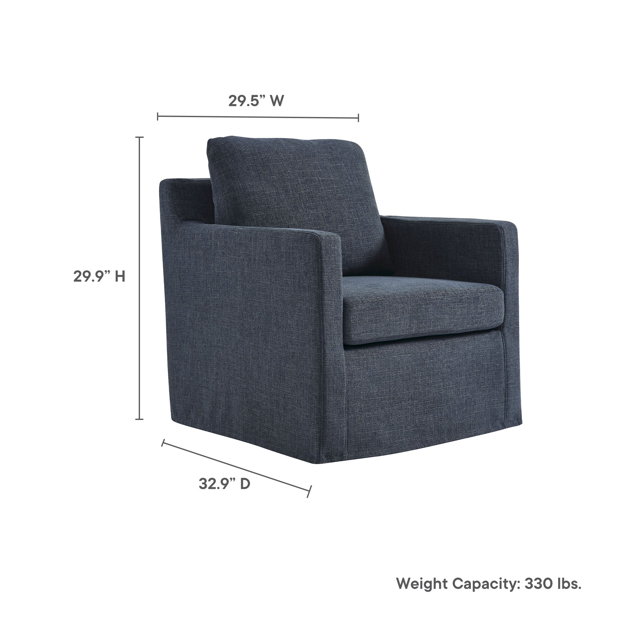 Serene Fabric Slipcovered Swivel Armchair, Slate Blue