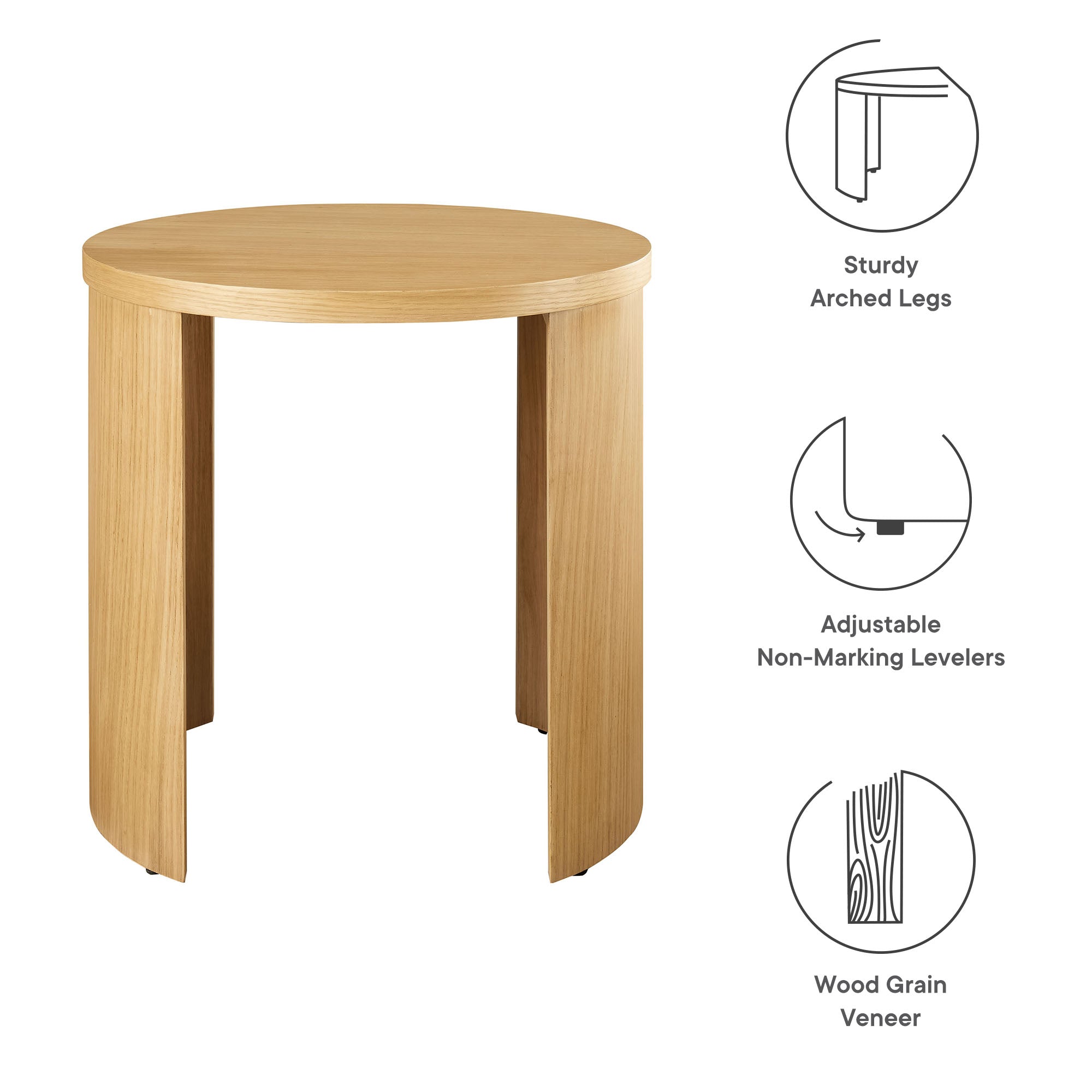 Aspect Round Wood End Table, Oak