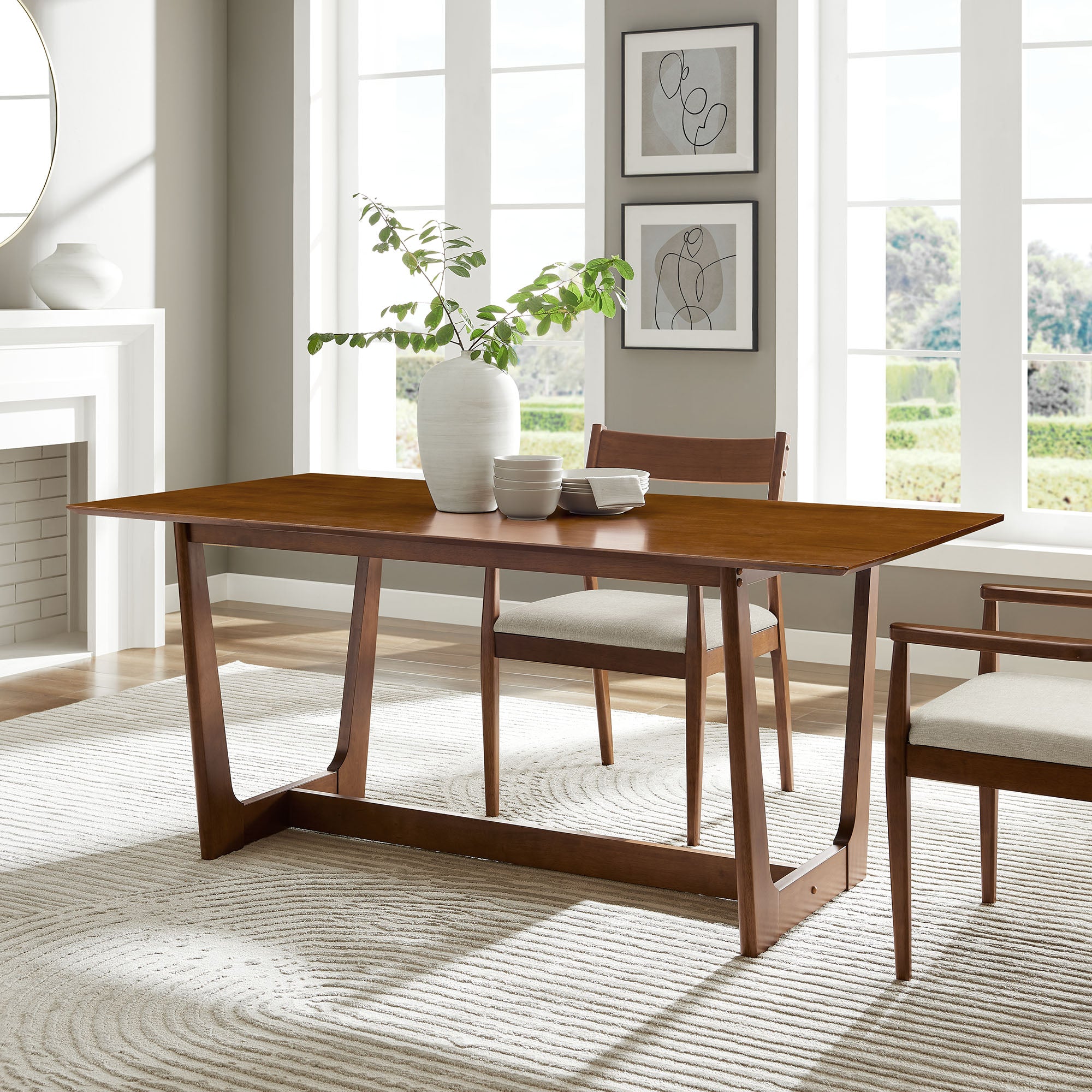 Solara 71" Rectangle Wood Dining Table, Walnut