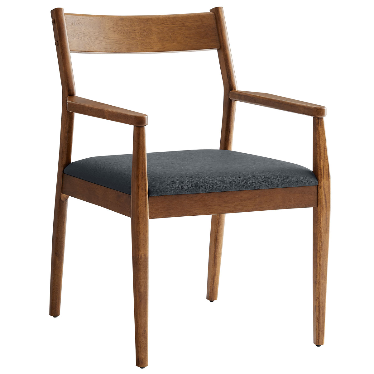 Solara Vegan Leather Wood Dining Armchairs Set of 2, Walnut Black