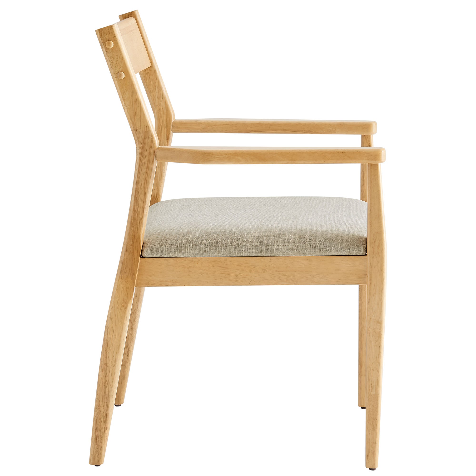 Solara Fabric Wood Dining Armchairs Set of 2, Natural Heathered Weave Beige
