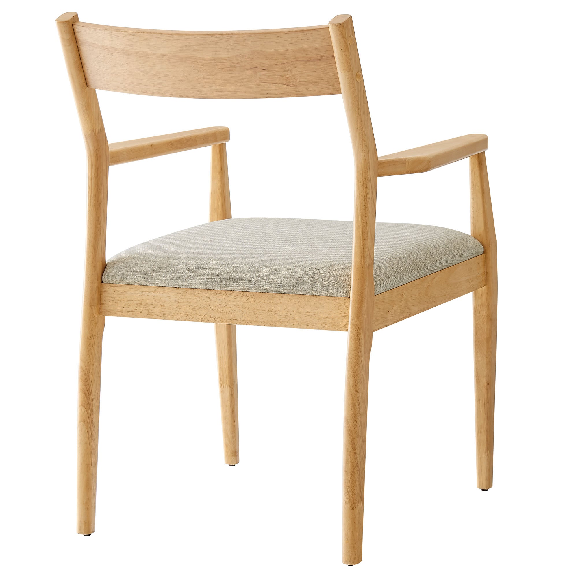 Solara Fabric Wood Dining Armchairs Set of 2, Natural Heathered Weave Beige