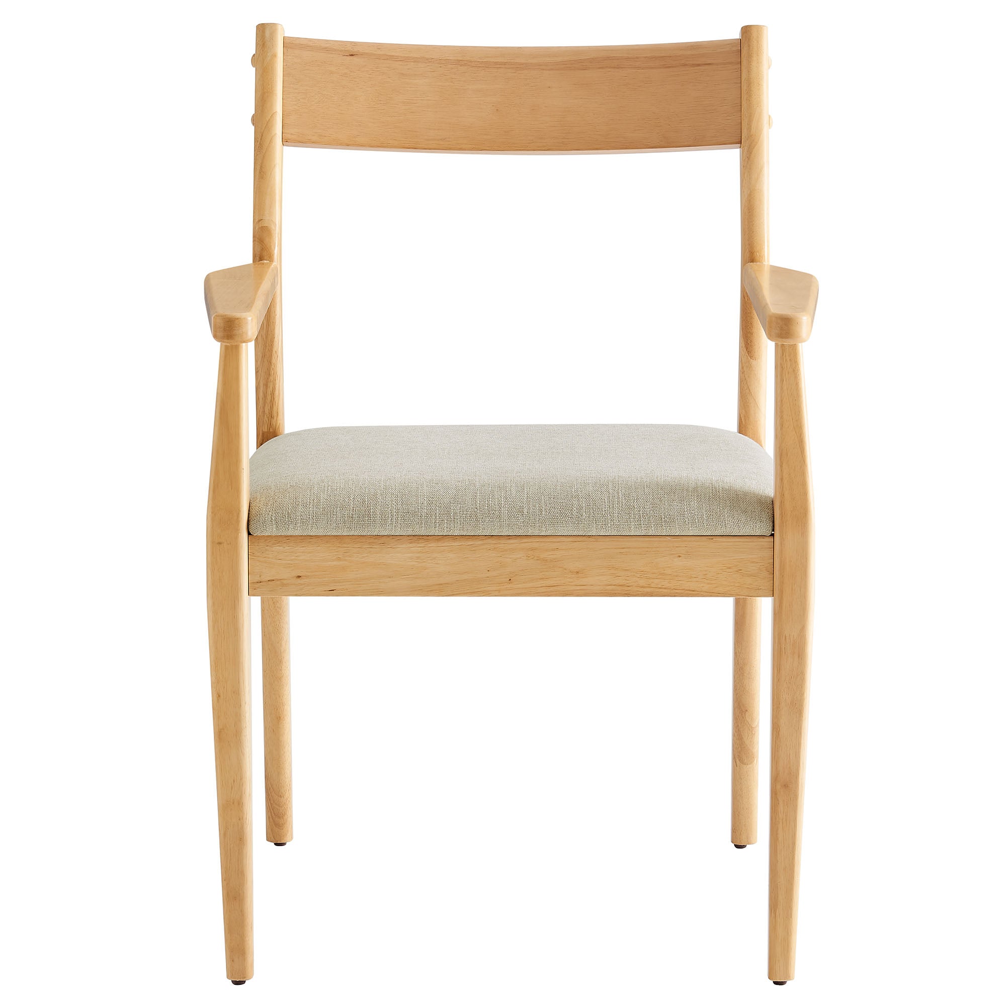 Solara Fabric Wood Dining Armchairs Set of 2, Natural Heathered Weave Beige