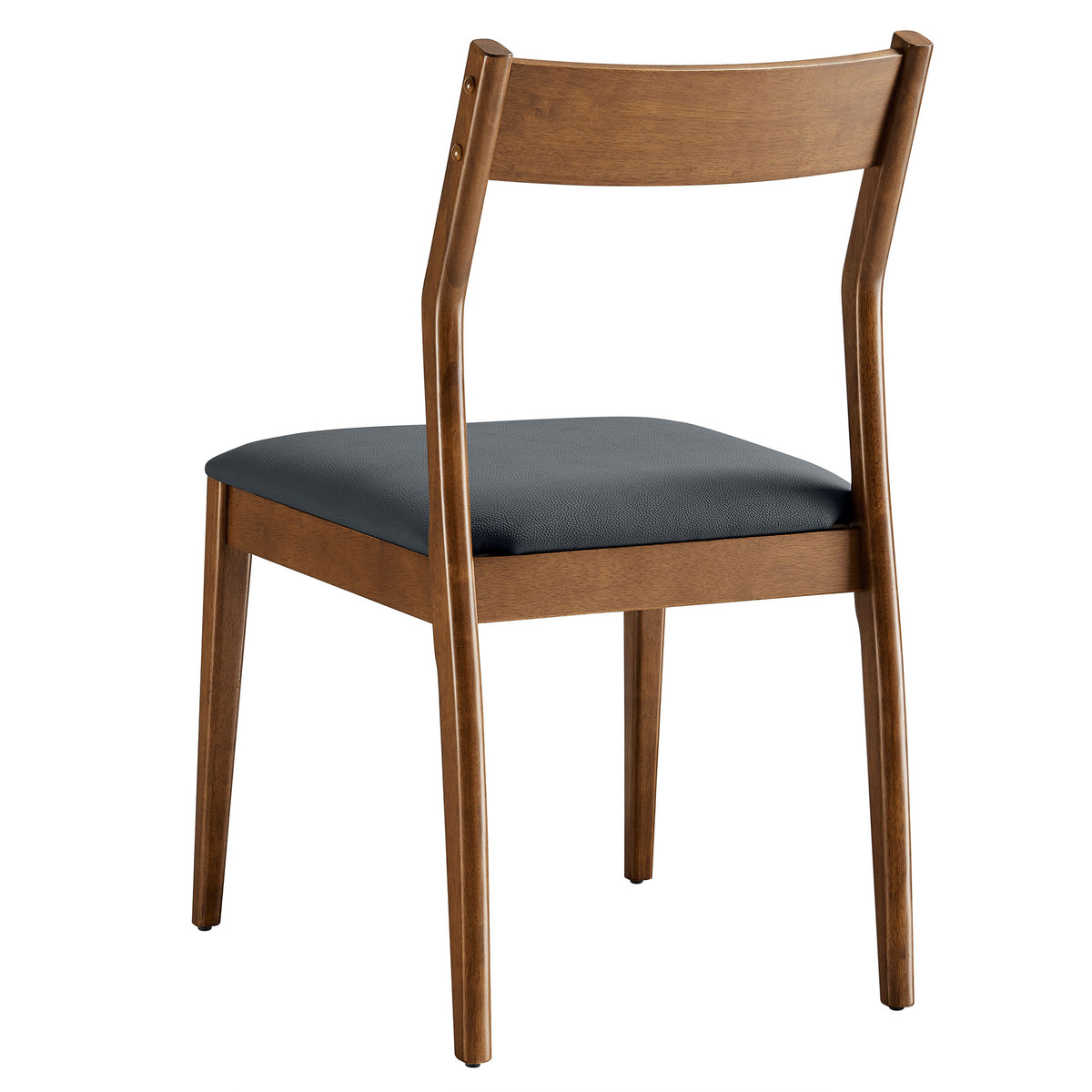Solara Vegan Leather Wood Dining Side Chairs Set of 2, Walnut Black