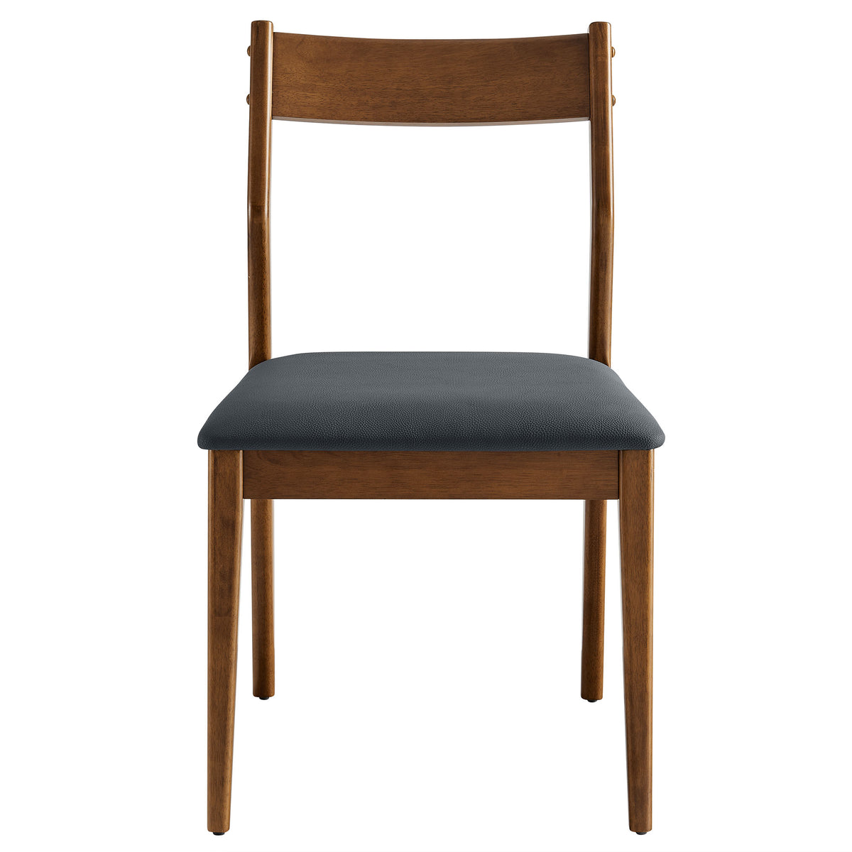 Solara Vegan Leather Wood Dining Side Chairs Set of 2, Walnut Black