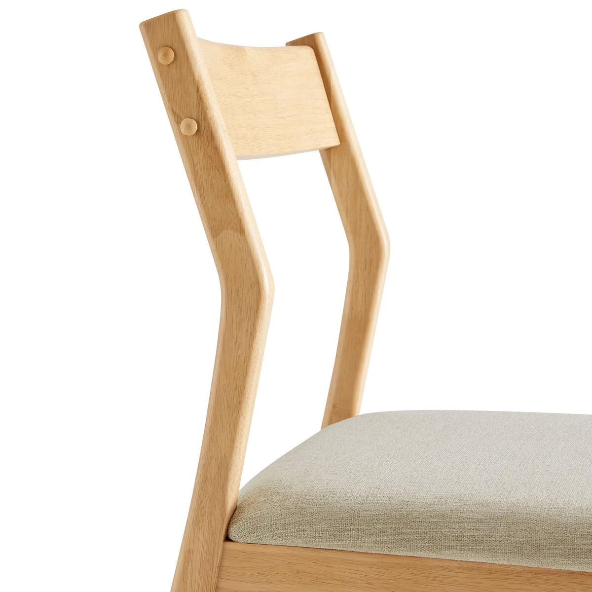 Solara Fabric Wood Dining Side Chairs Set of 2, Natural Heathered Weave Beige