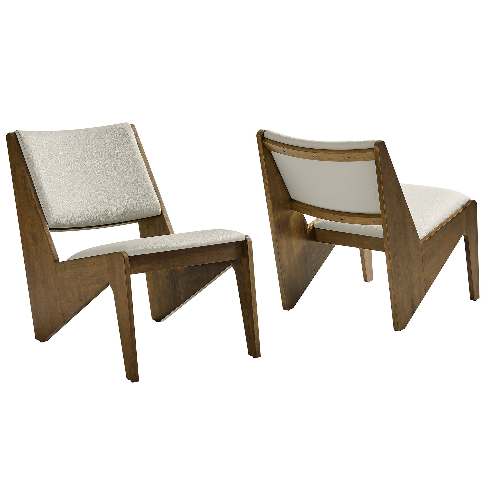 Rylina Vegan Leather Accent Chairs Set of 2, Weathered Oak Stone