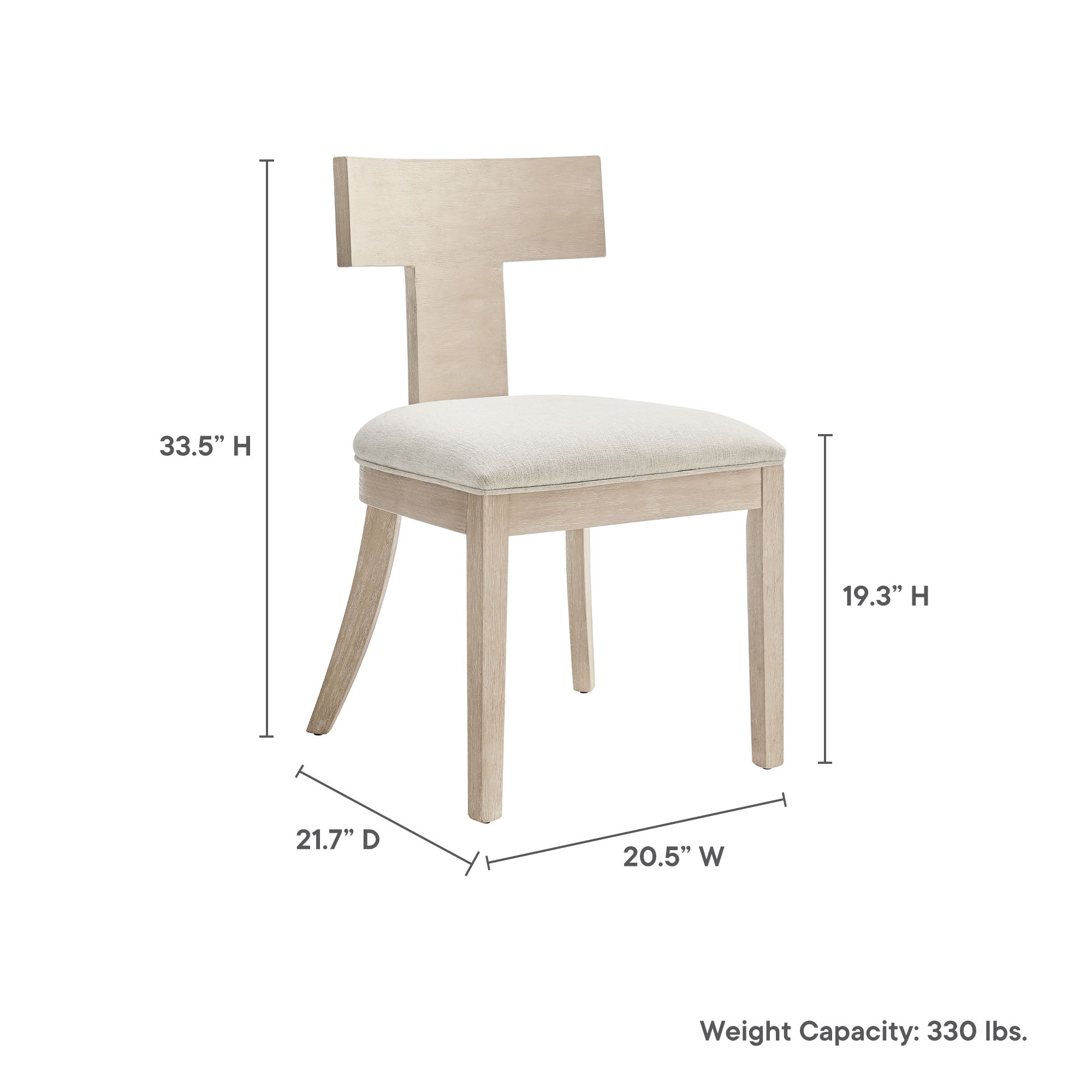 Peregrine Wood and Fabric Upholstered Dining Chairs Set of 2, Natural Heathered Weave Ivory