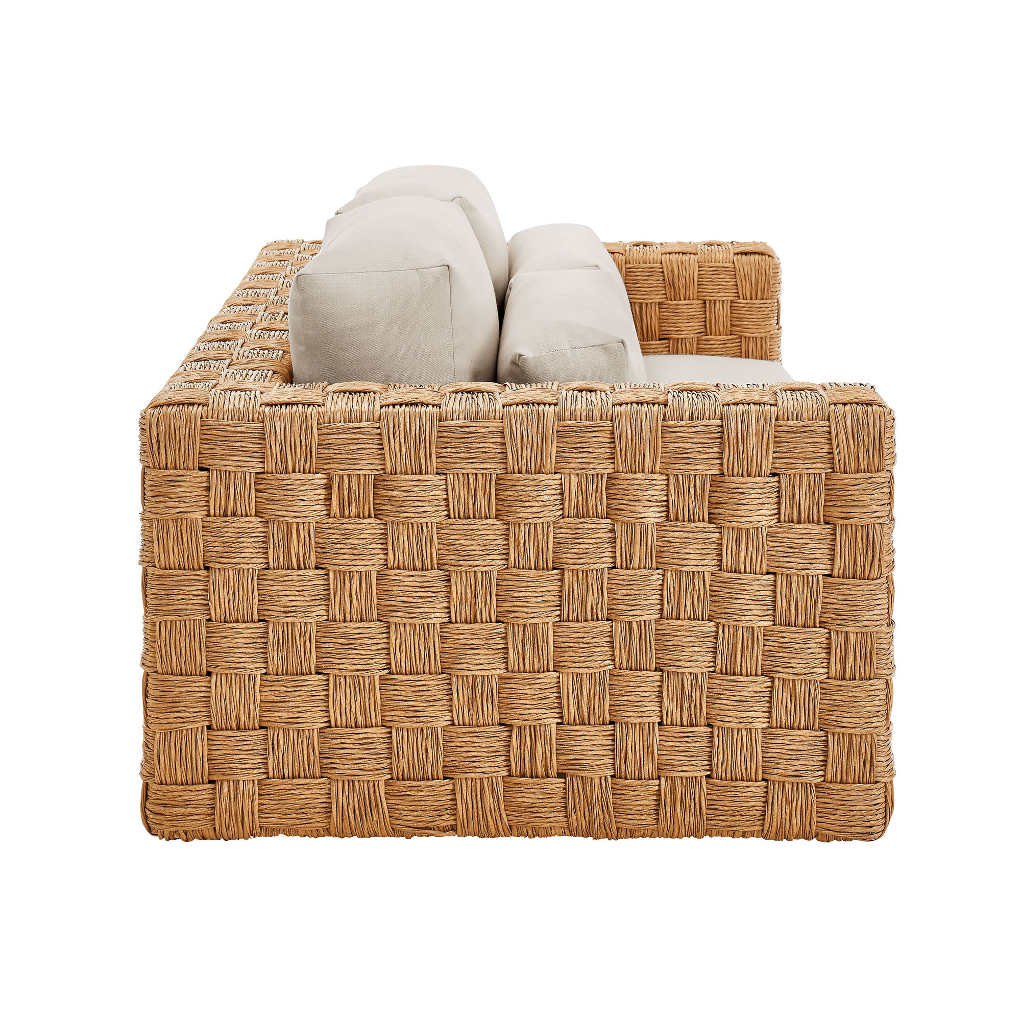 Thames Outdoor Patio Wicker Outdoor Patio Rattan Loveseat, Natural Light Gray