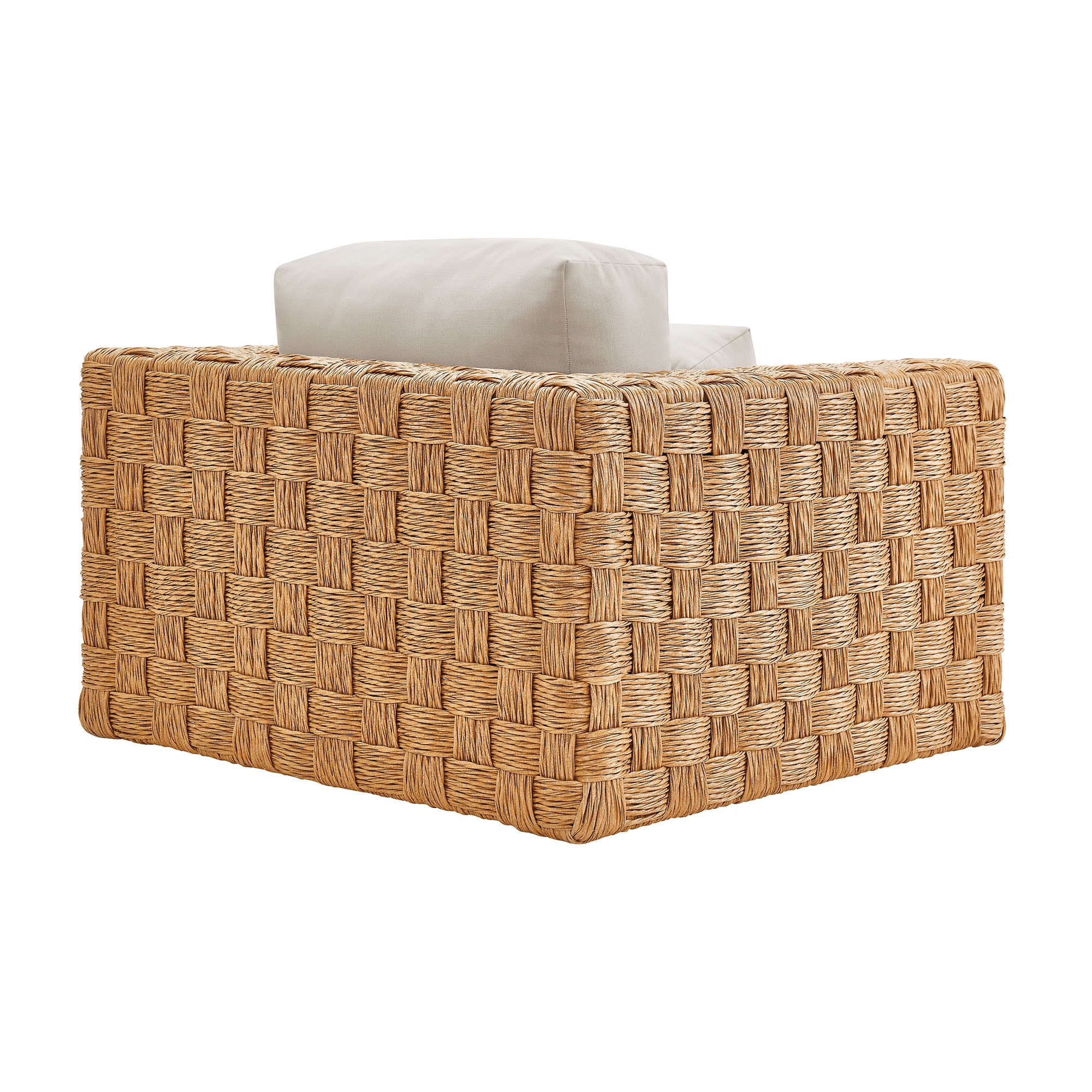 Thames Outdoor Patio Wicker Outdoor Patio Rattan Armchair, Natural Light Gray