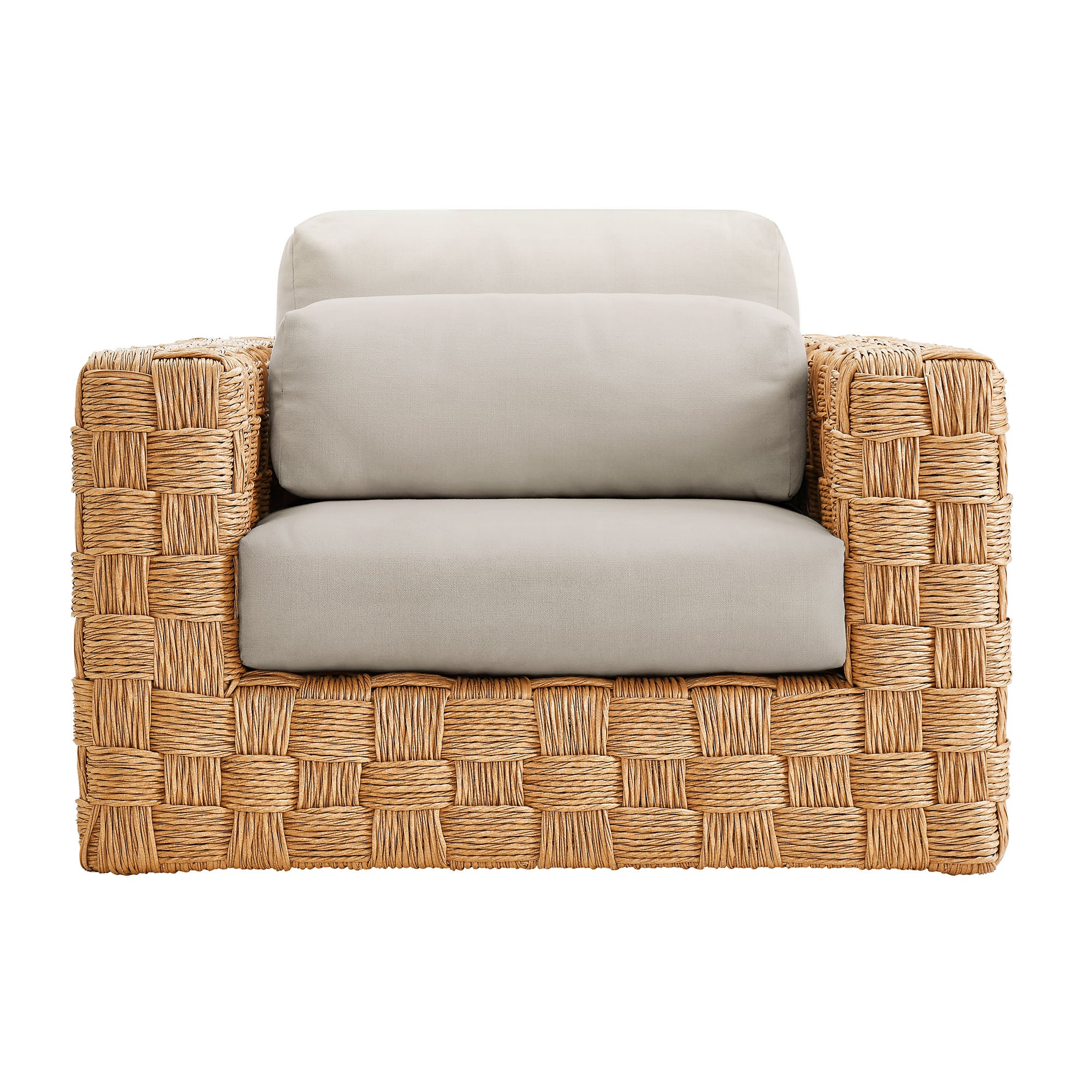 Thames 4-Piece Outdoor Patio Wicker Outdoor Patio Rattan Furniture Set, Natural Light Gray