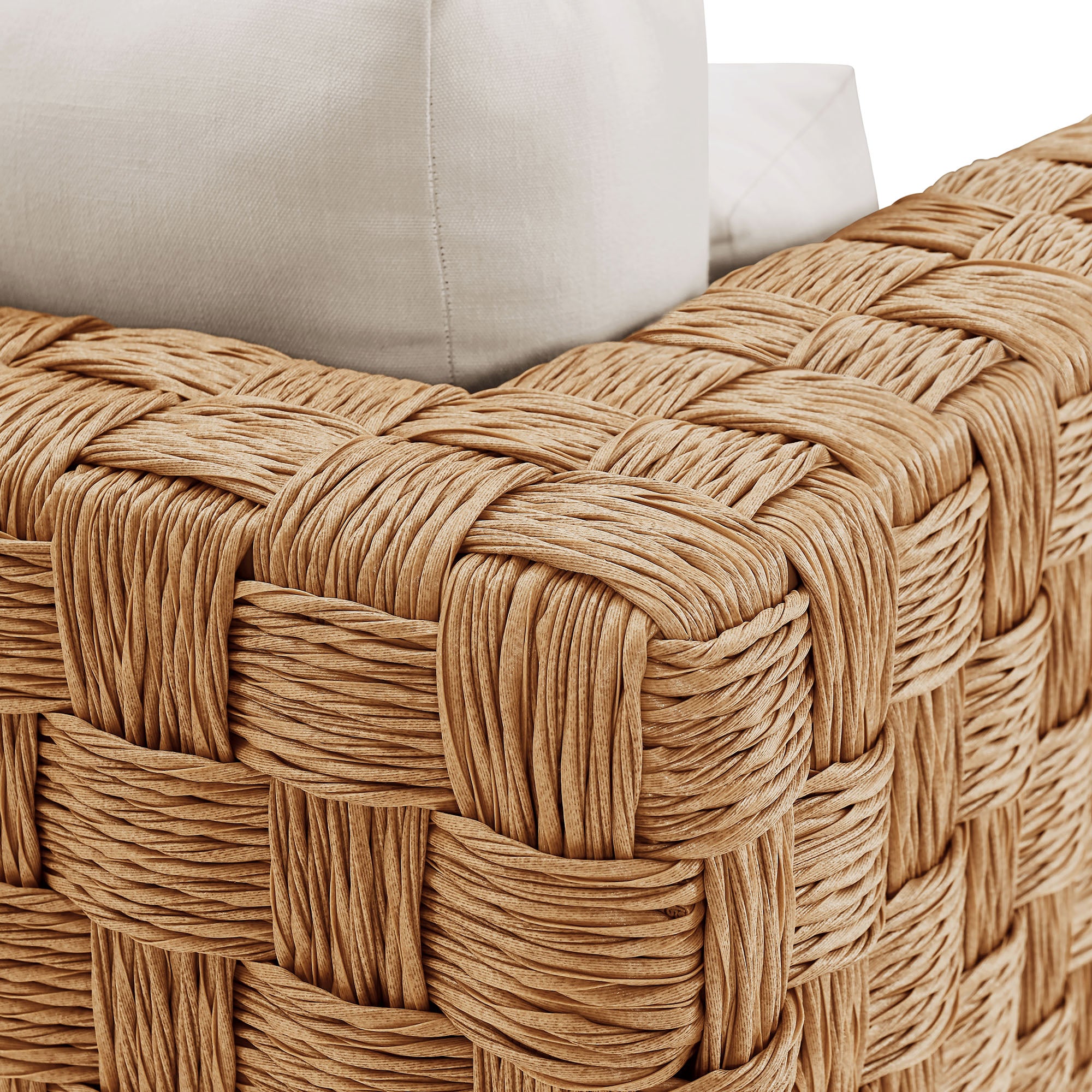 Thames Outdoor Patio Wicker Outdoor Patio Rattan Armchair, Natural Light Gray
