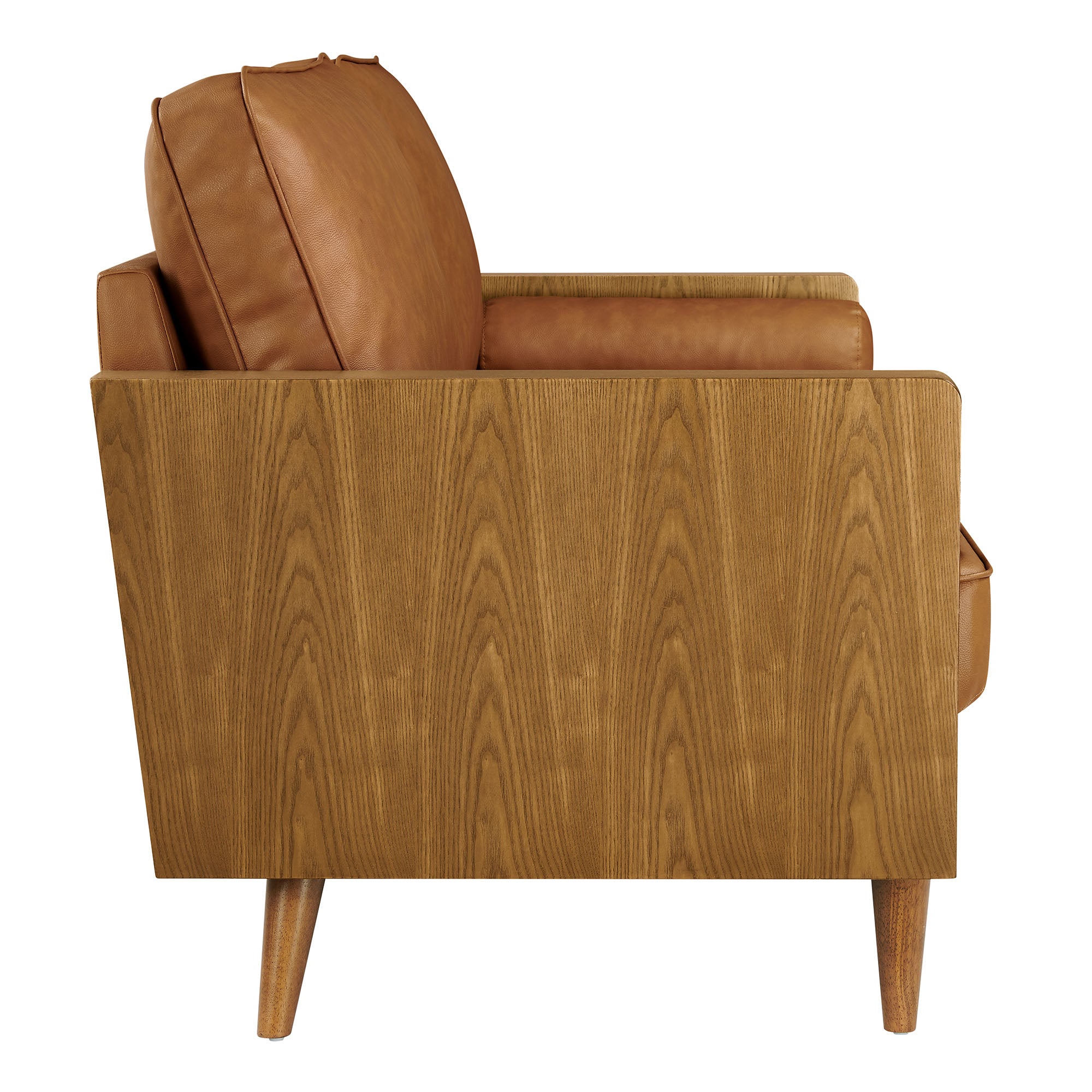 Kellan Vegan Leather Sofa, Walnut Tan