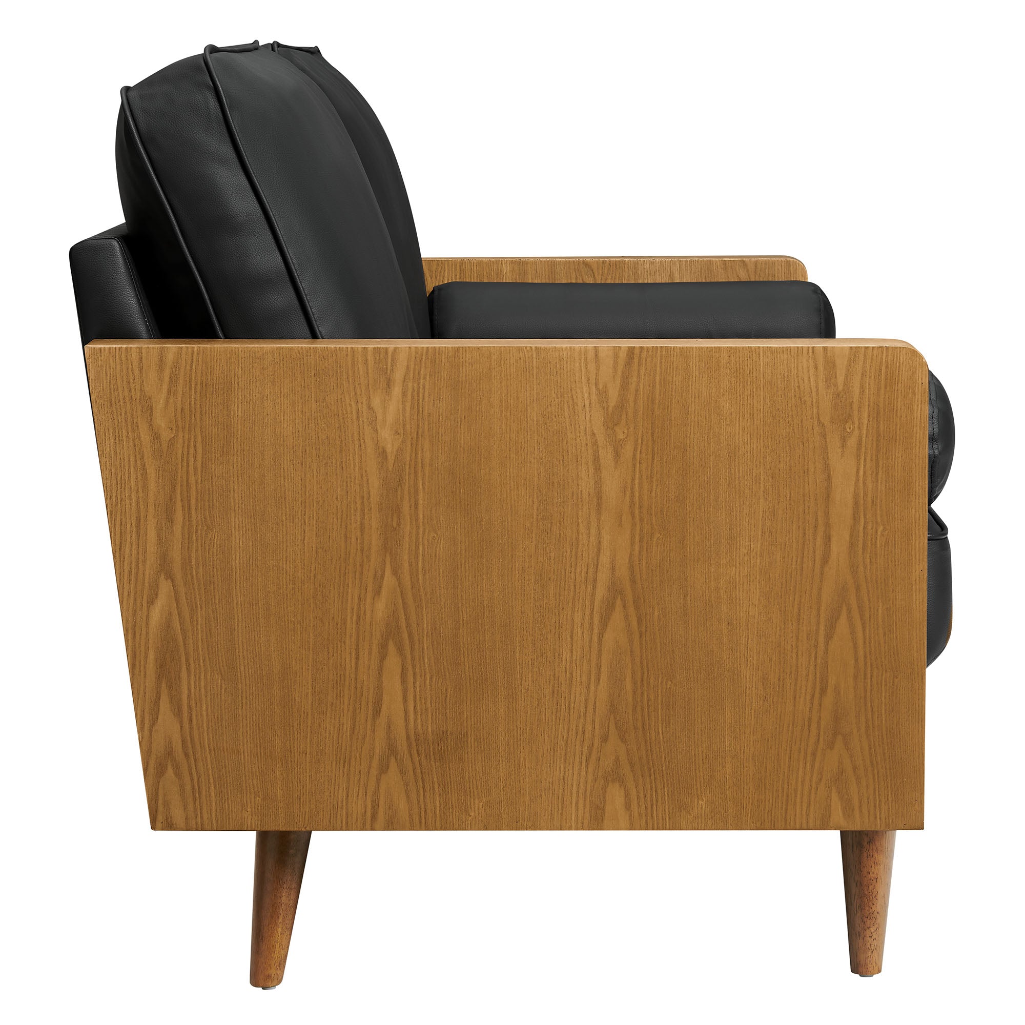 Kellan Vegan Leather Loveseat, Walnut Black