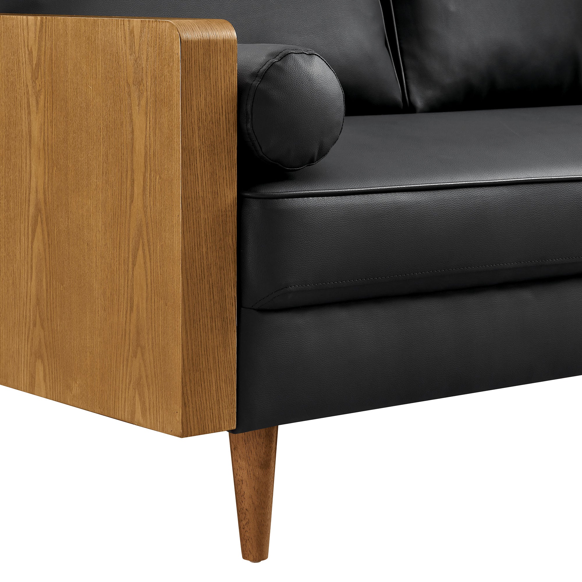 Kellan Vegan Leather Loveseat, Walnut Black