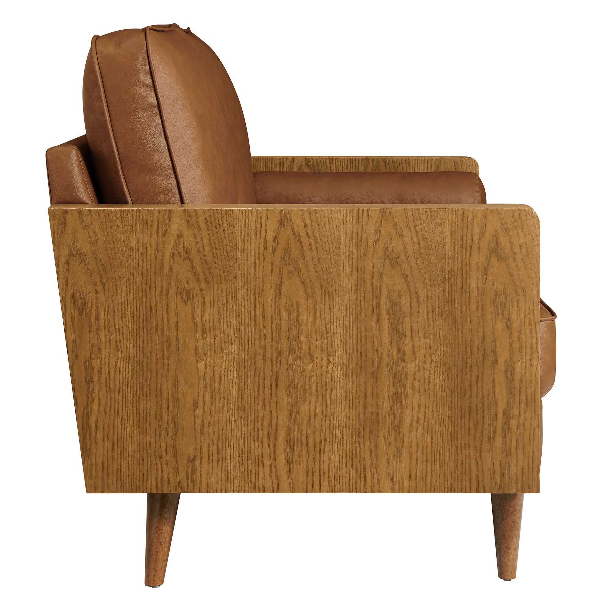 Kellan Vegan Leather Loveseat, Walnut Tan